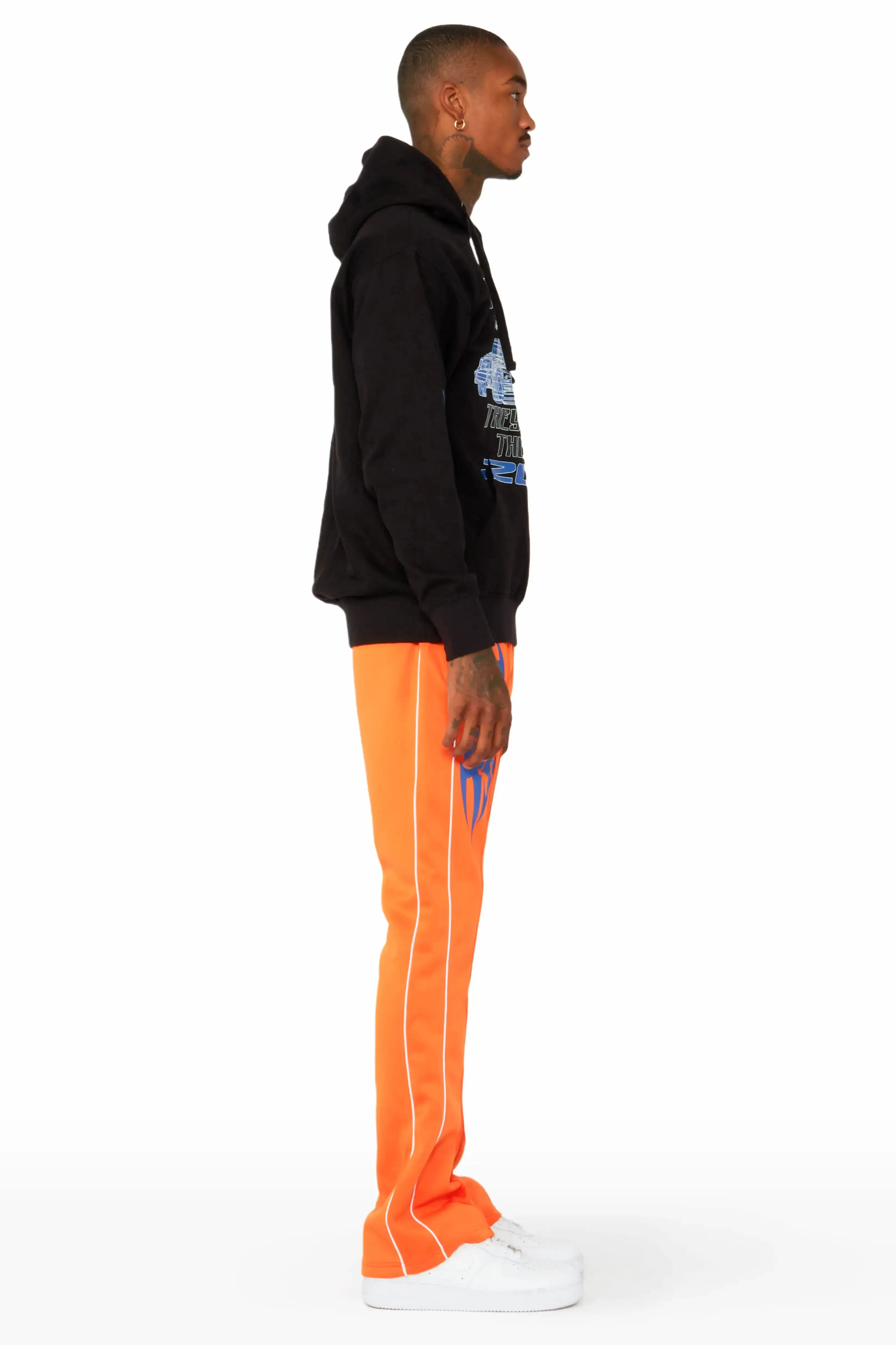 Aleksey Black/Orange Graphic Hoodie/Track Pant Set