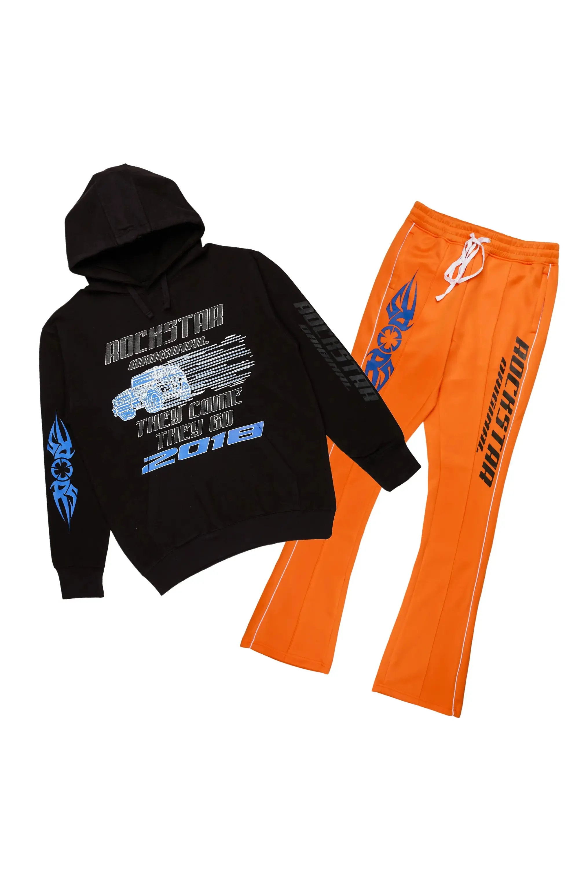 Aleksey Black/Orange Graphic Hoodie/Track Pant Set