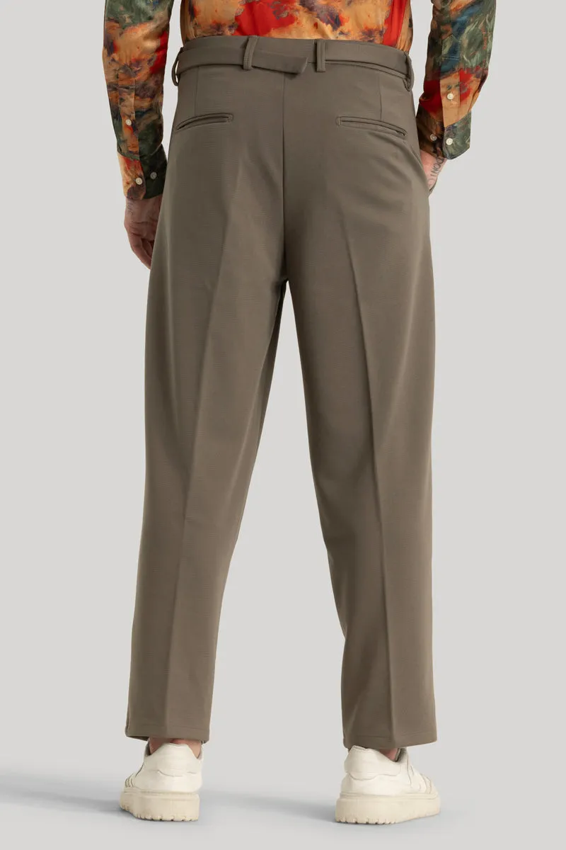 Alessio Brown Plain Relaxed Fit Korean Trousers