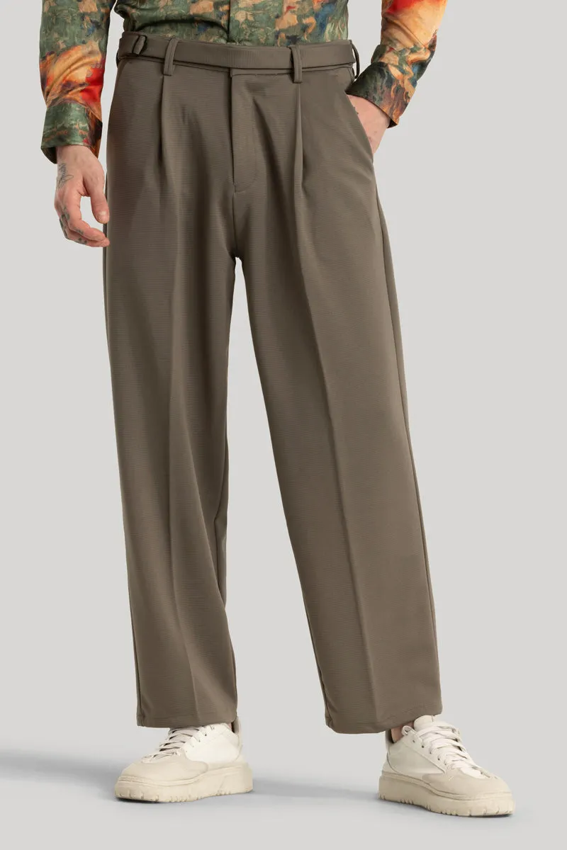 Alessio Brown Plain Relaxed Fit Korean Trousers