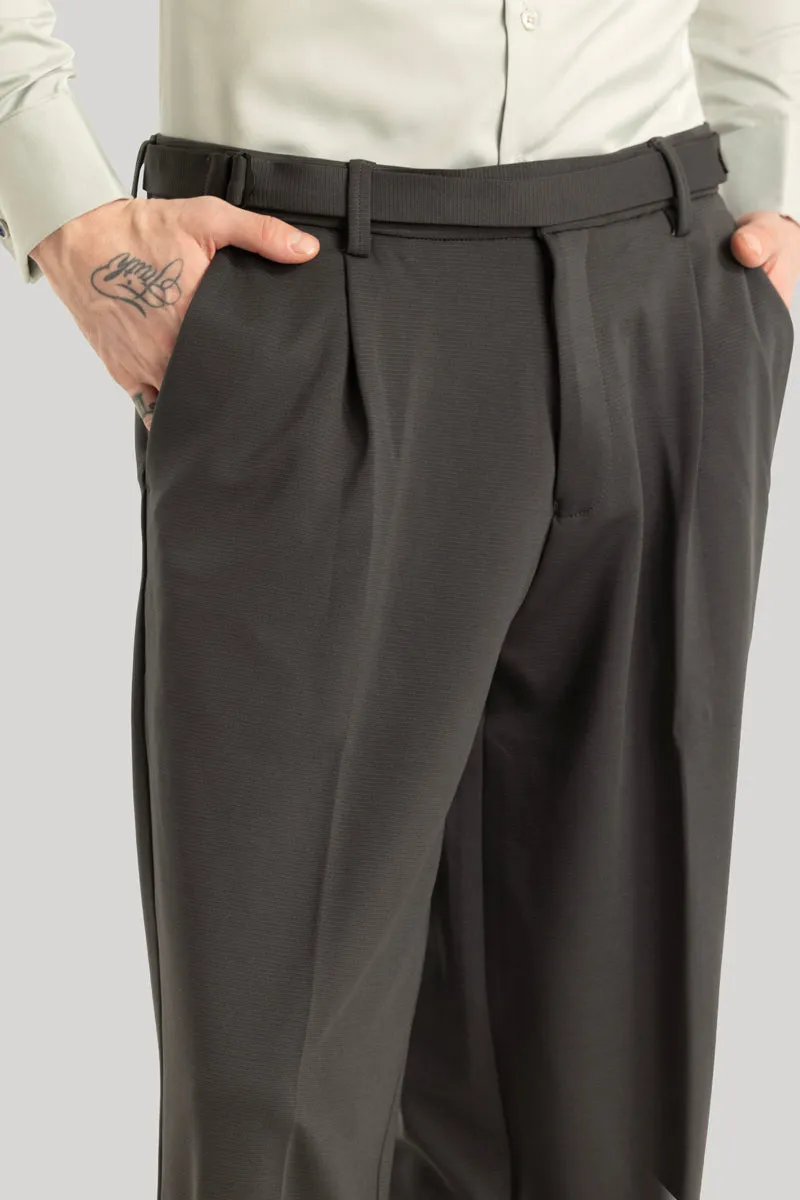 Alessio Charcoal Grey Plain Relaxed Fit Korean Trousers