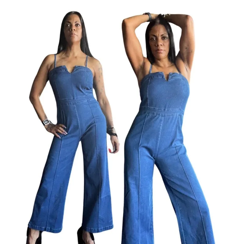 Alpha C apparel Blue Jean Denim Jumpsuit