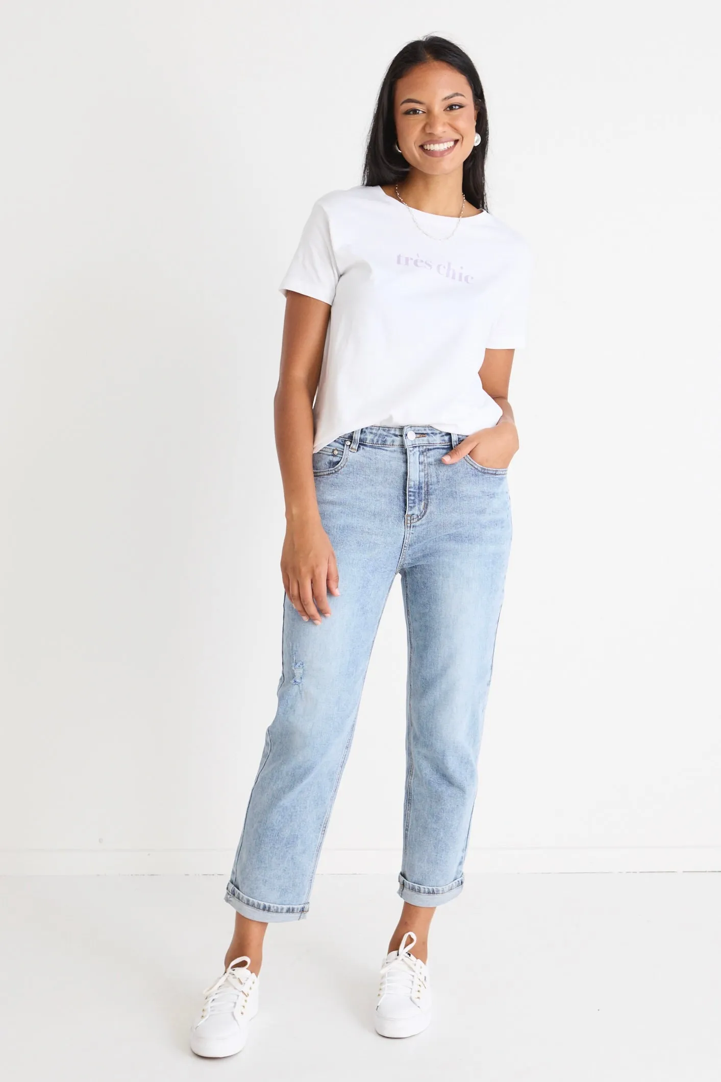 Amelia Mid Blue Mid Rise Slim Leg Jean