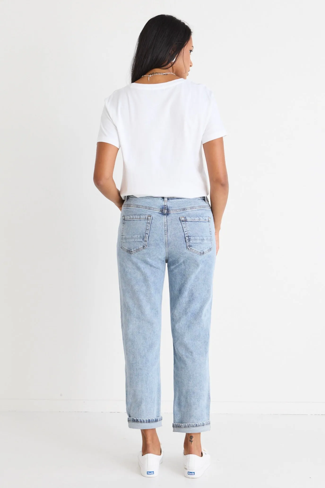 Amelia Mid Blue Mid Rise Slim Leg Jean