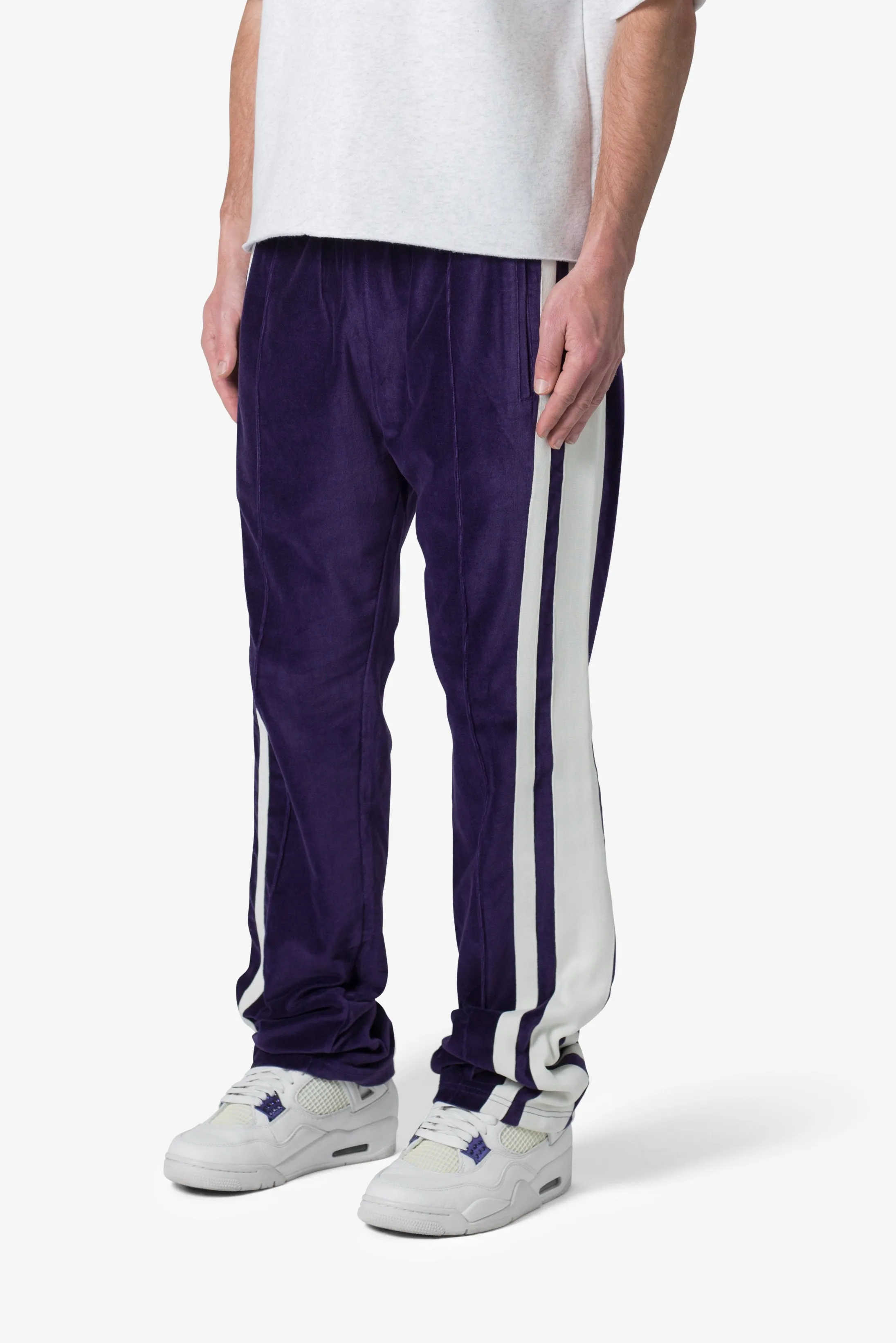 Baggy Velour Track Pants - Purple