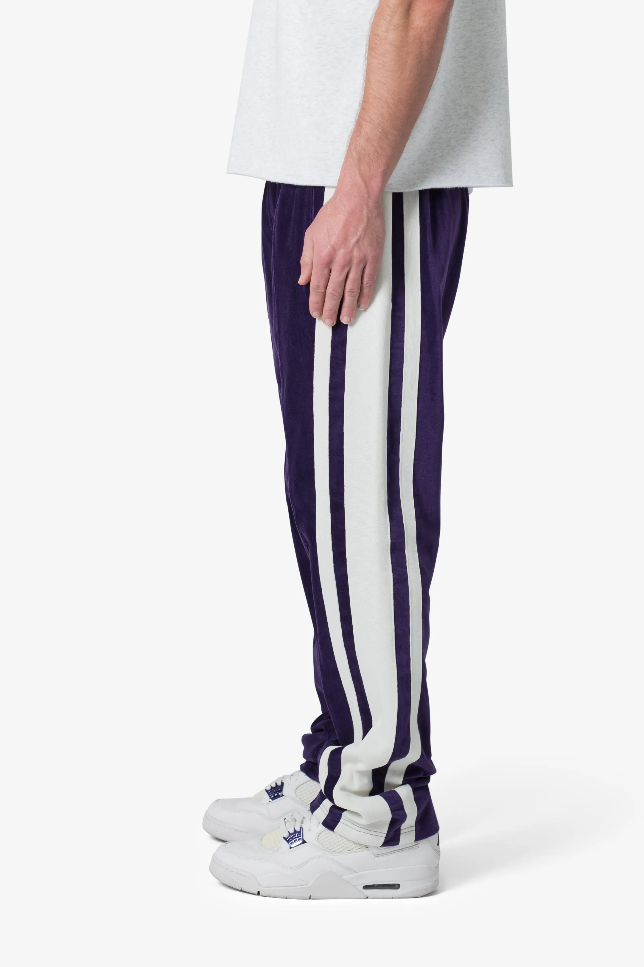 Baggy Velour Track Pants - Purple