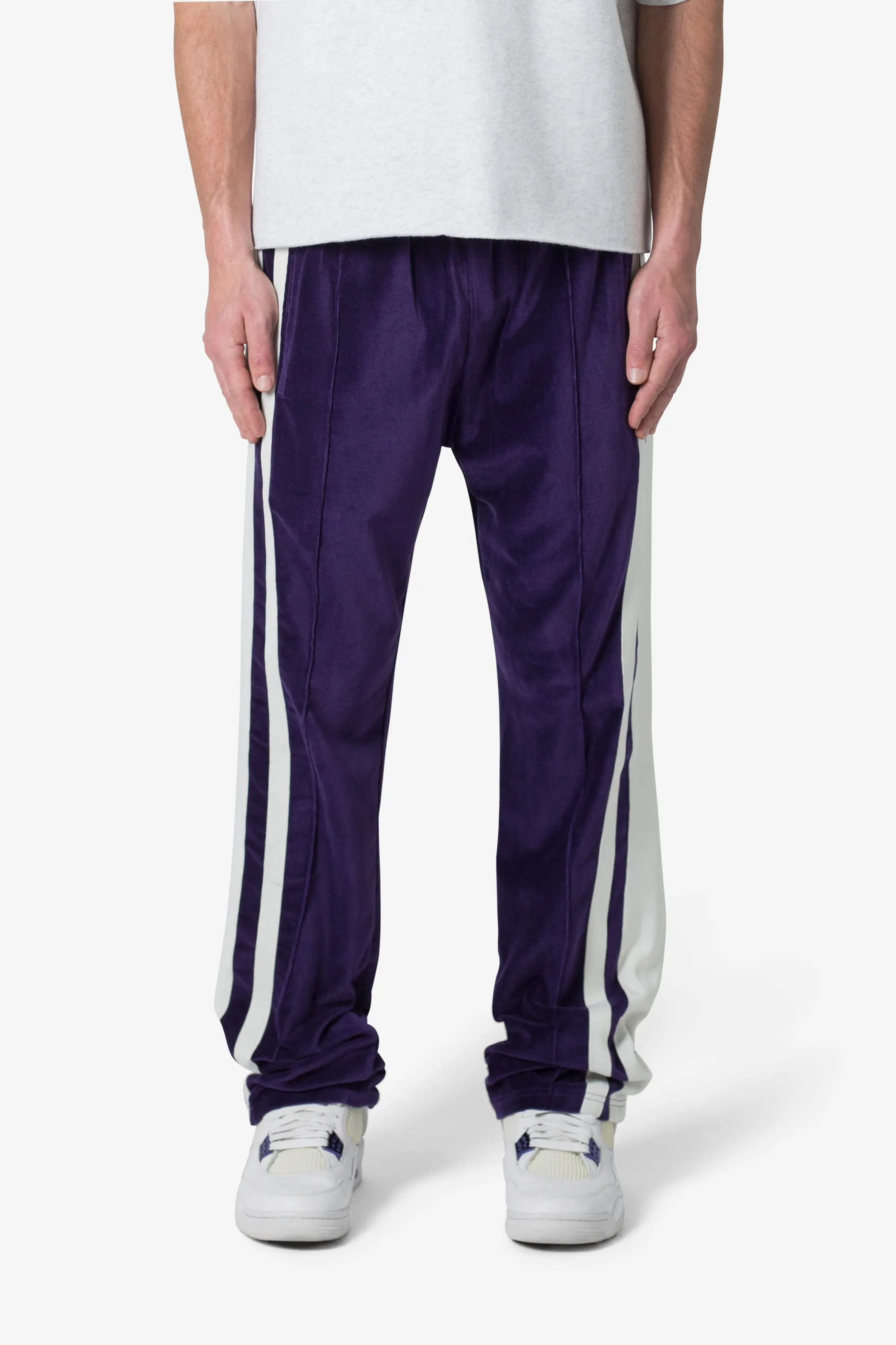 Baggy Velour Track Pants - Purple