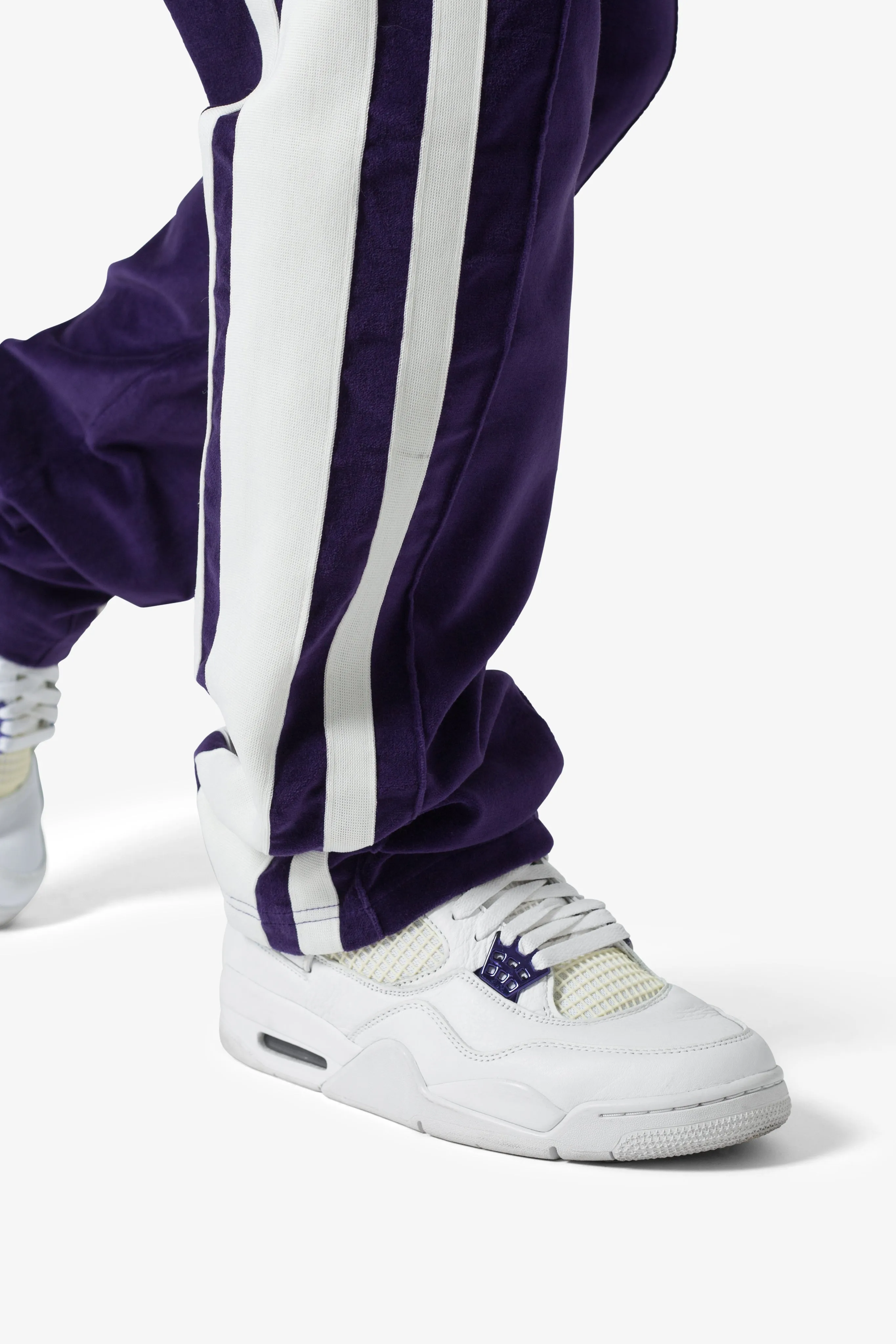 Baggy Velour Track Pants - Purple