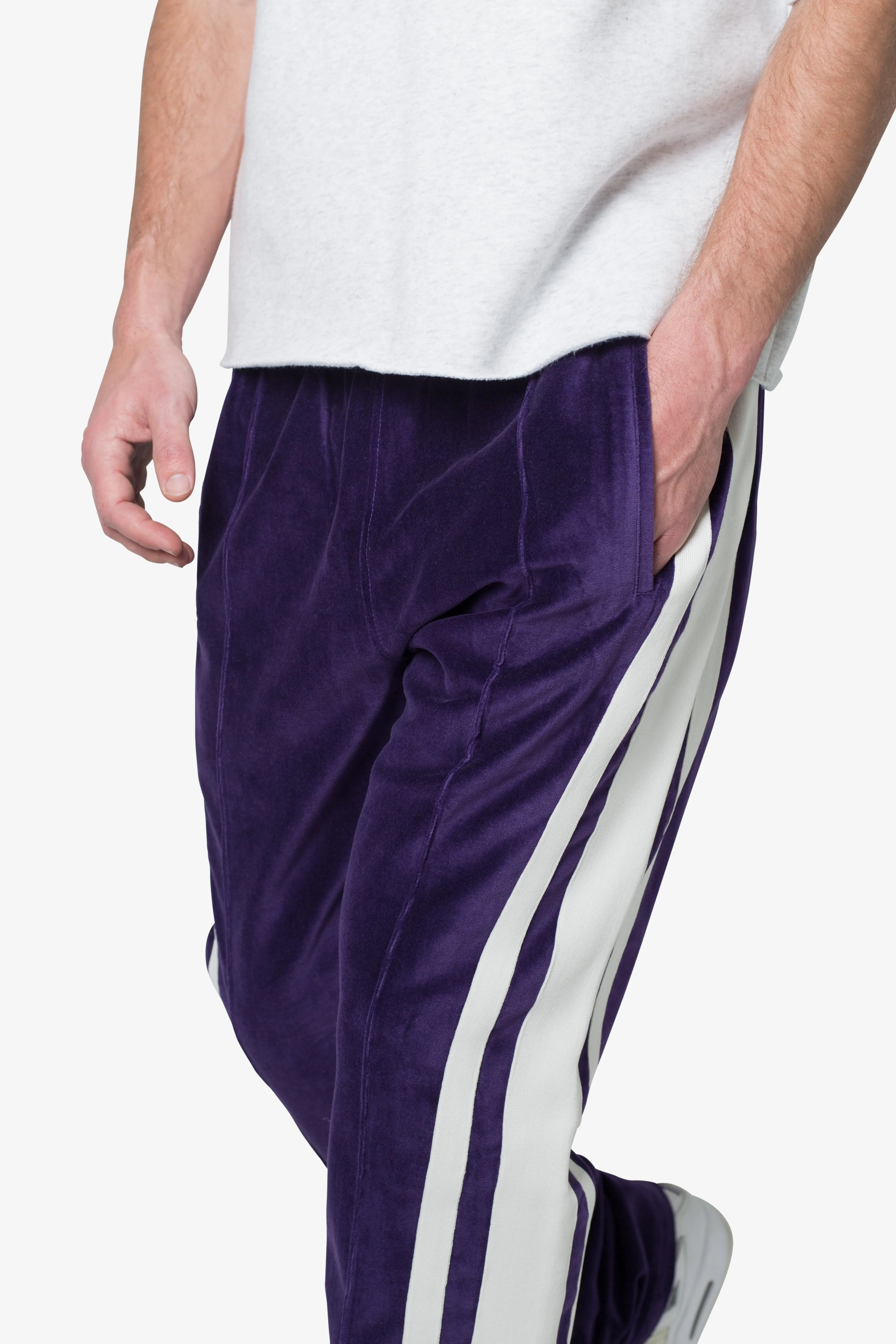 Baggy Velour Track Pants - Purple