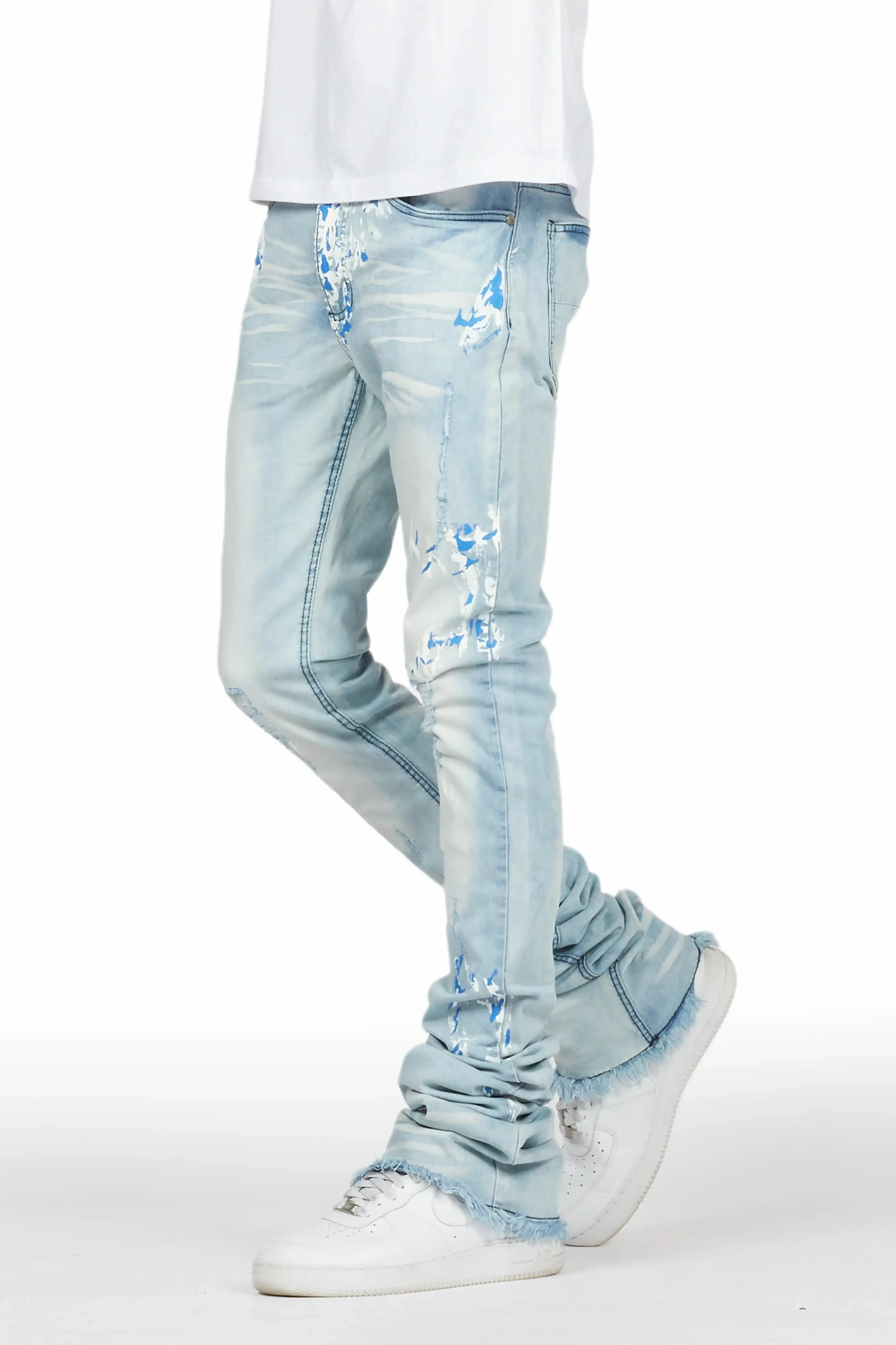 Baraz Blue Painter Super Stacked Flare Jean