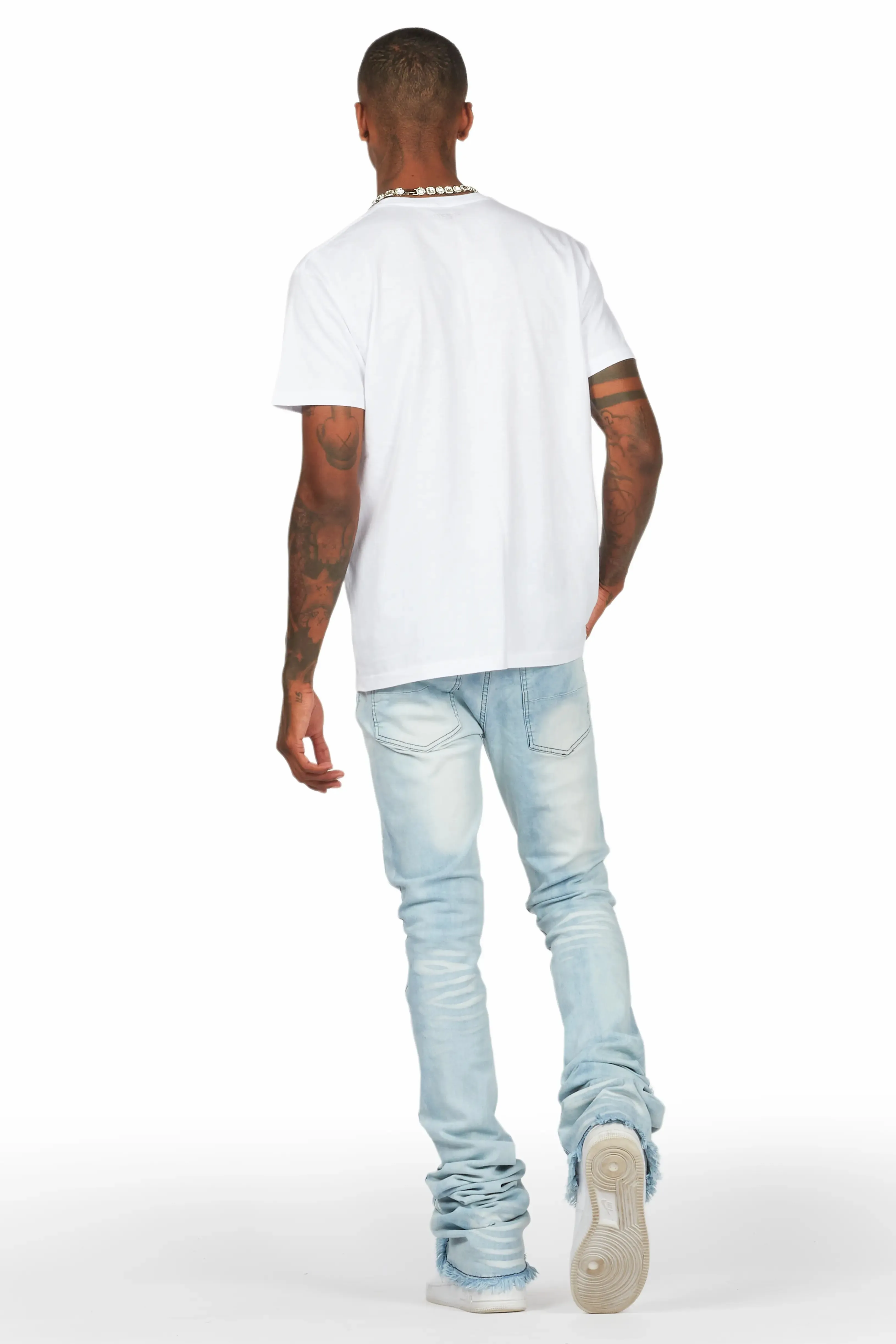 Baraz Blue Painter Super Stacked Flare Jean