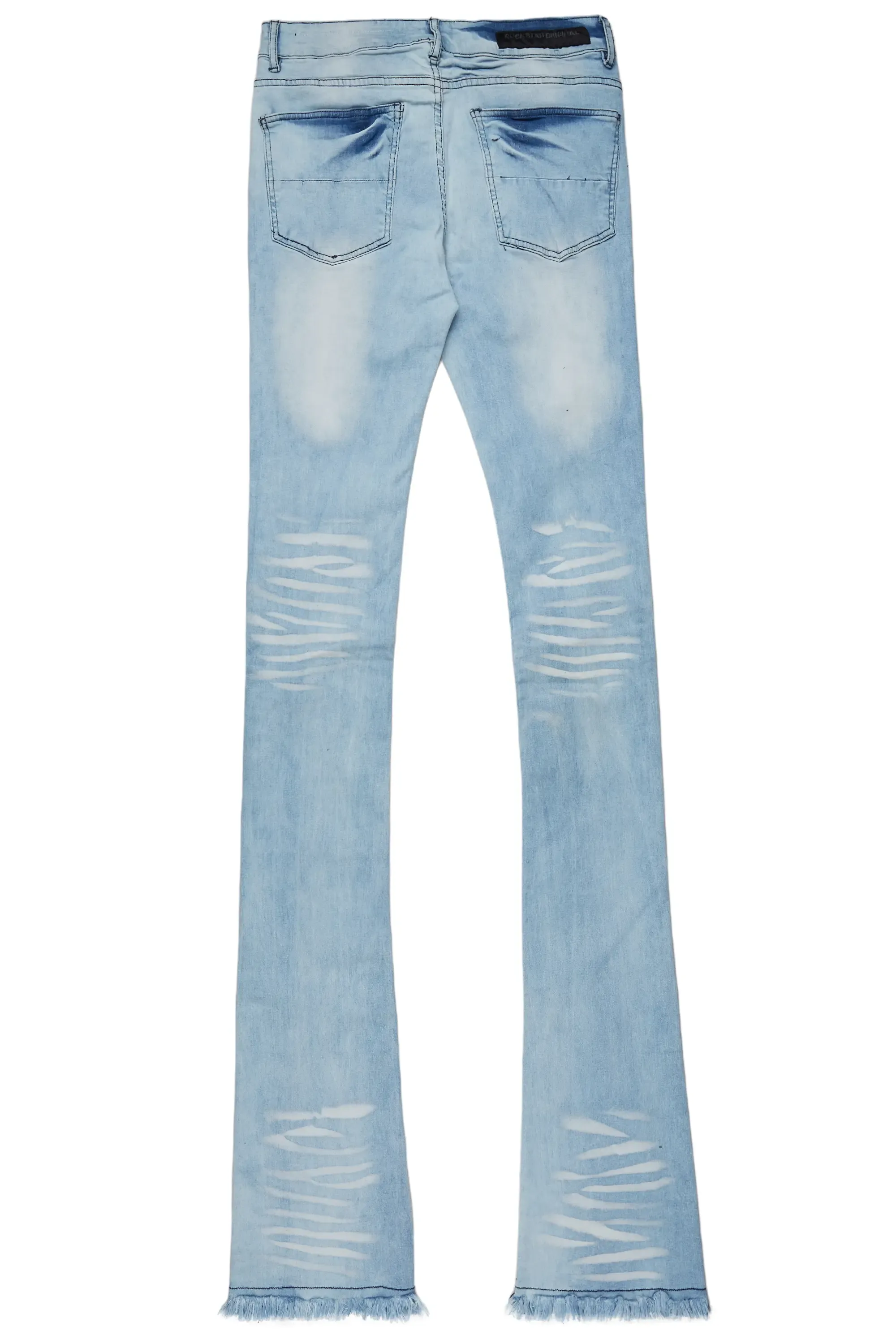 Bashar Blue Painter Super Stacked Flare Jean