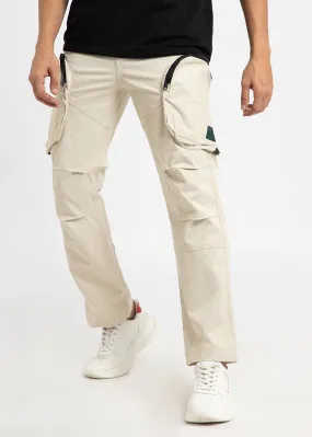 Beige Zipper Cargo Pant