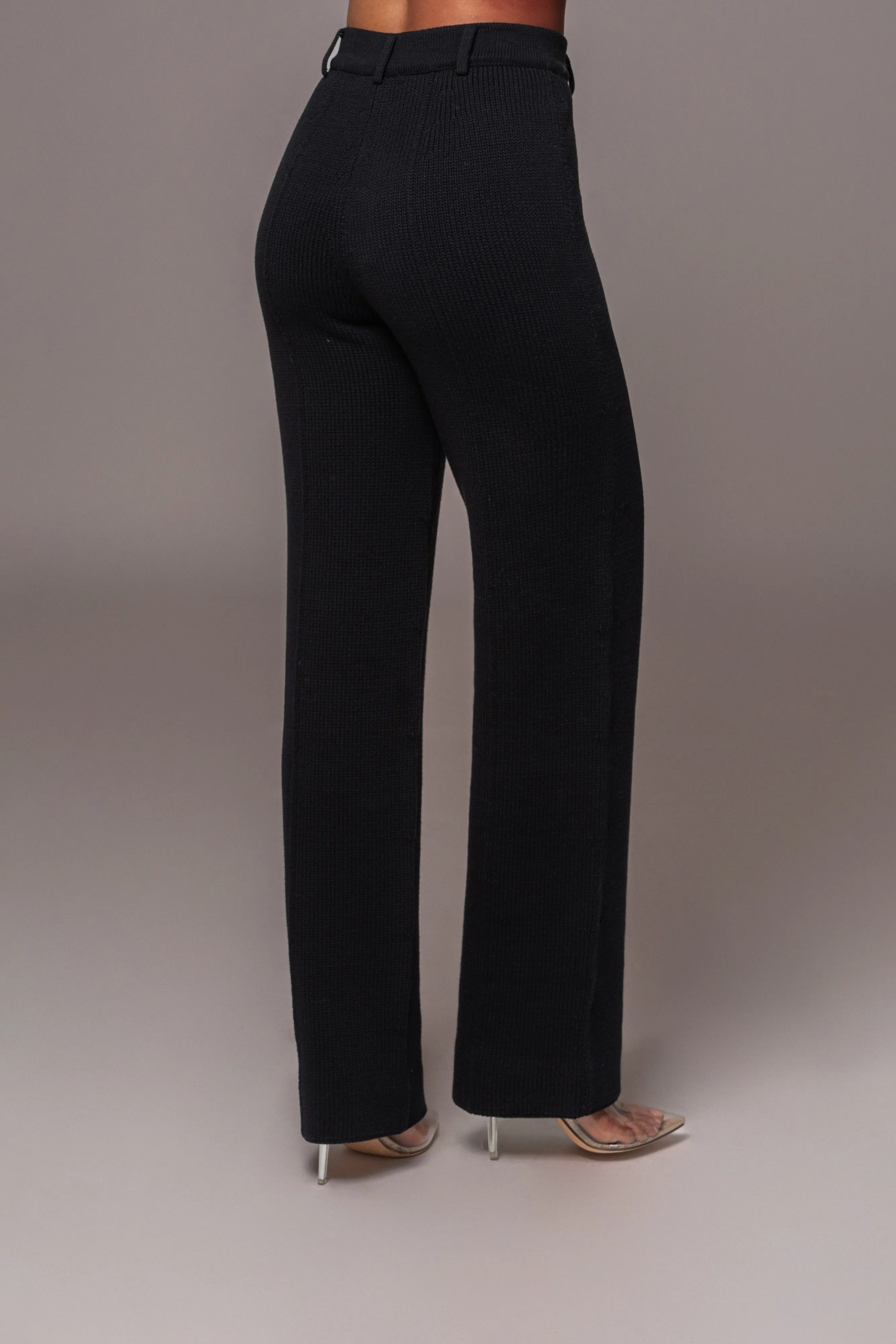 Black Back In Business Knit Trousers