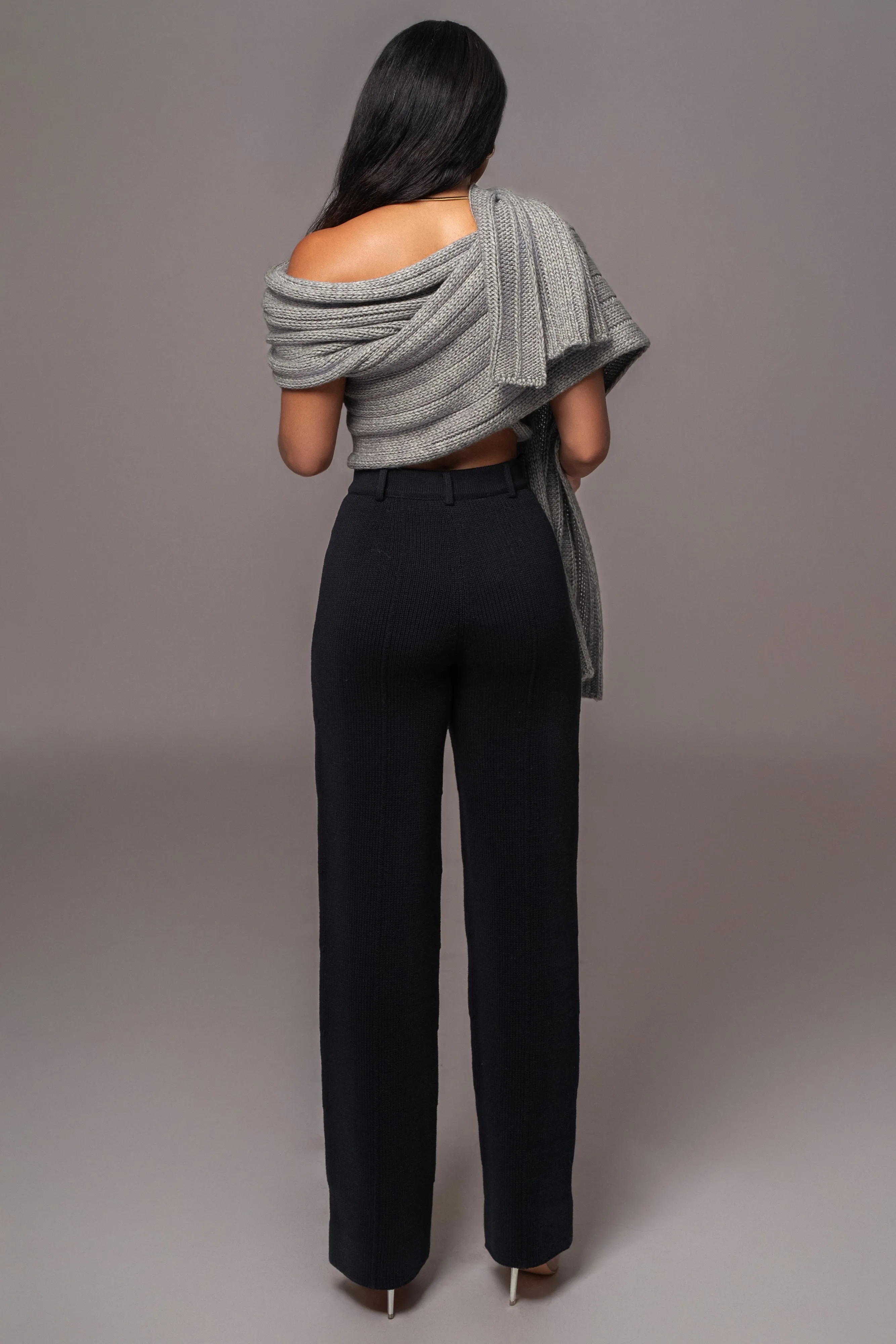 Black Back In Business Knit Trousers