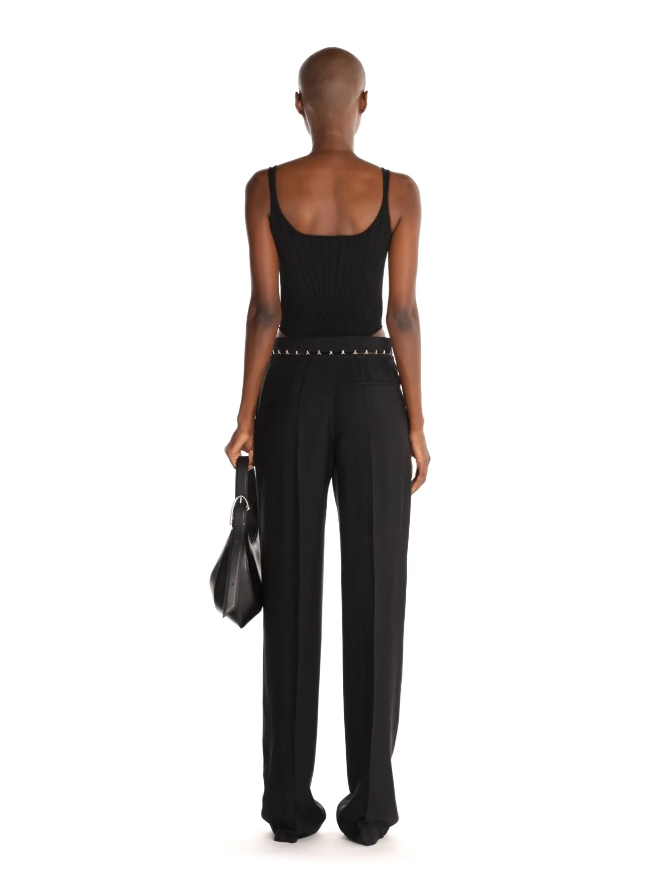 black hook & eye wide-leg trousers