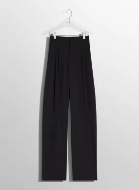 black pleated wide leg trousers