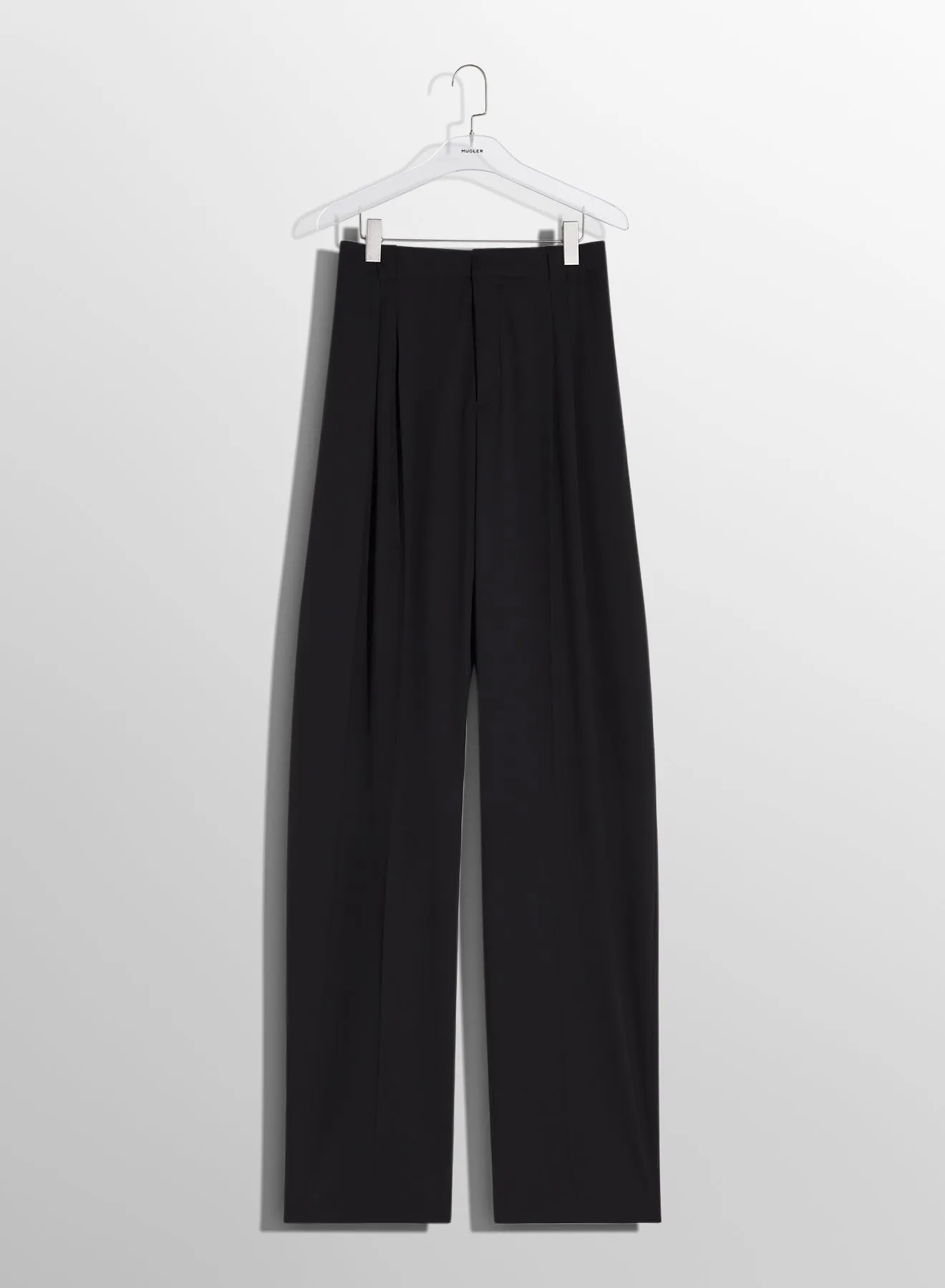 black pleated wide leg trousers