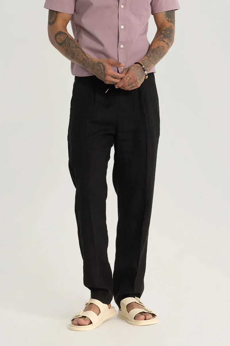 Relaxed Fit Black Linen Trousers for Maximum Comfort