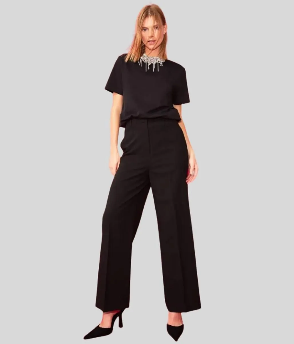 Black Smart Wide Leg Trousers