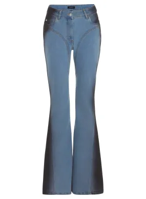 blue gradient-effect flared jeans