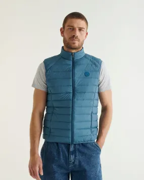 Sleeveless Blue Jean Arafo Stretch Puffer Jacket - Optimized E-commerce Product Title