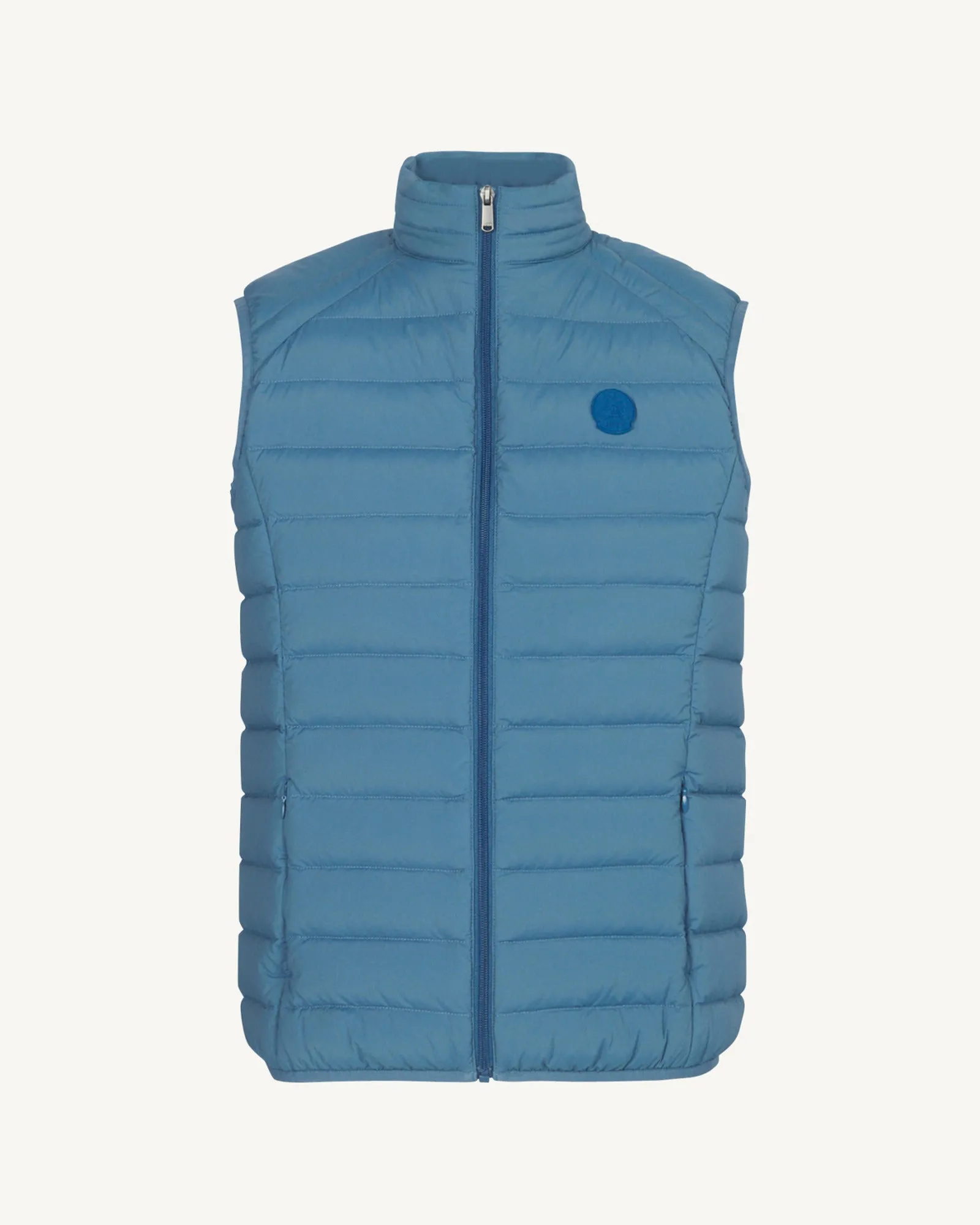 Sleeveless Blue Jean Arafo Stretch Puffer Jacket - Optimized E-commerce Product Title