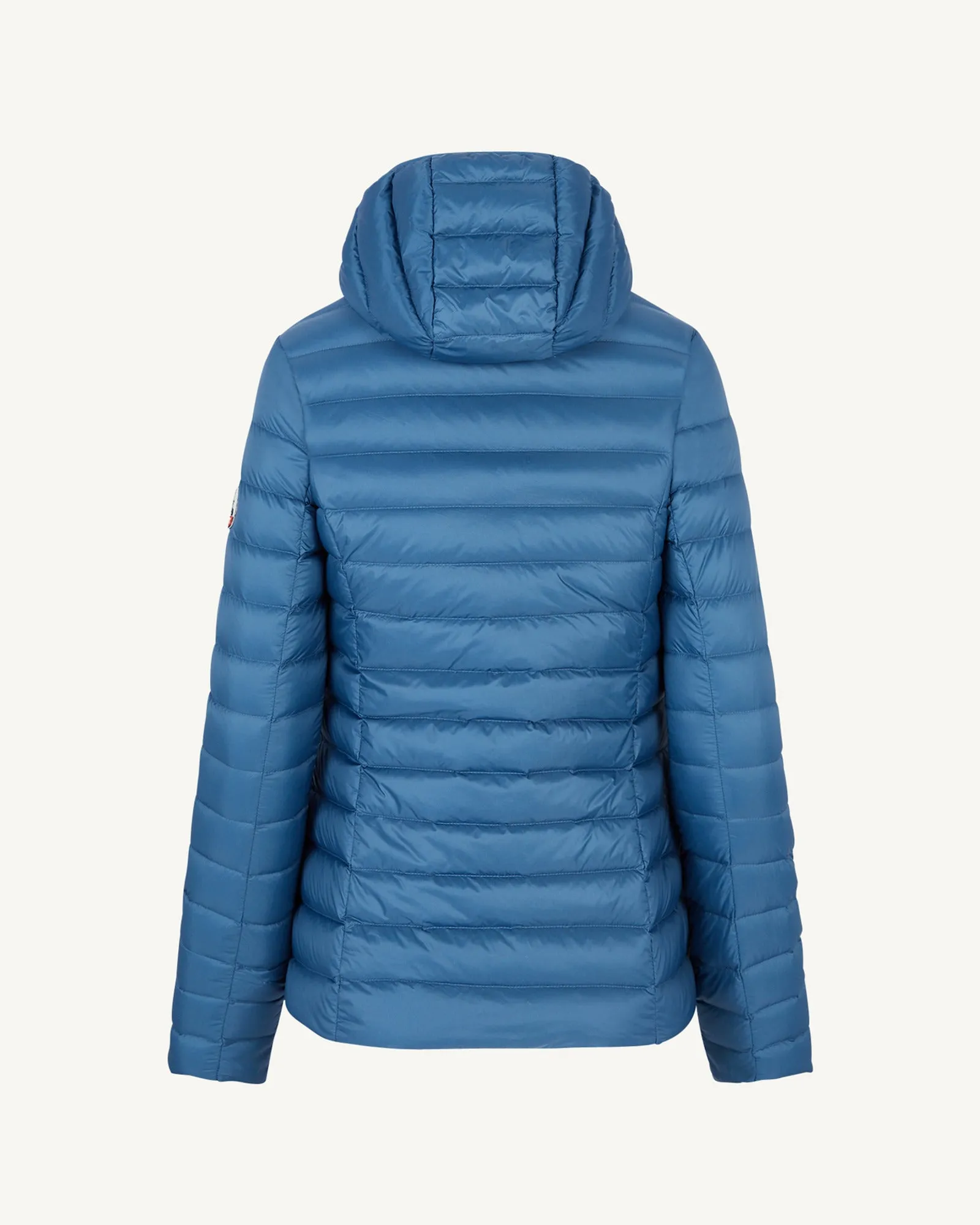 Blue jean Cloe lightweight hooded puffer jacket