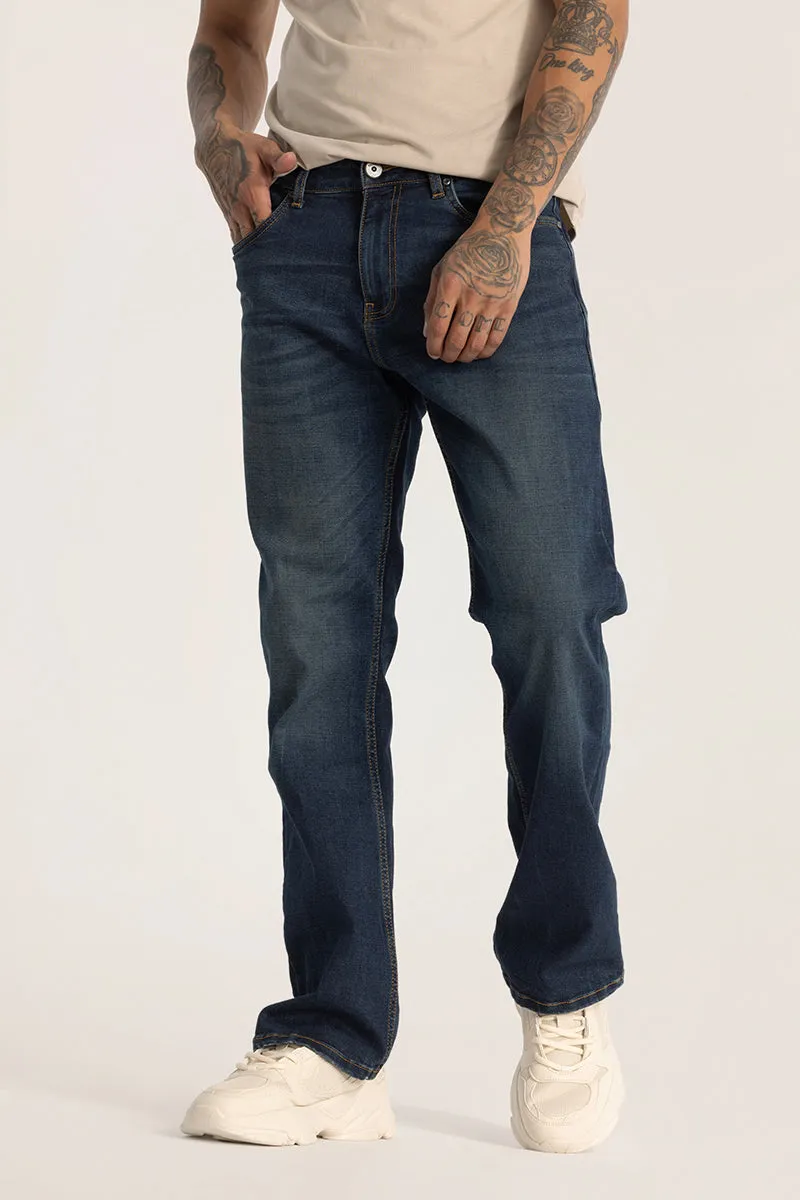 Blue Plain Bootcut Jeans