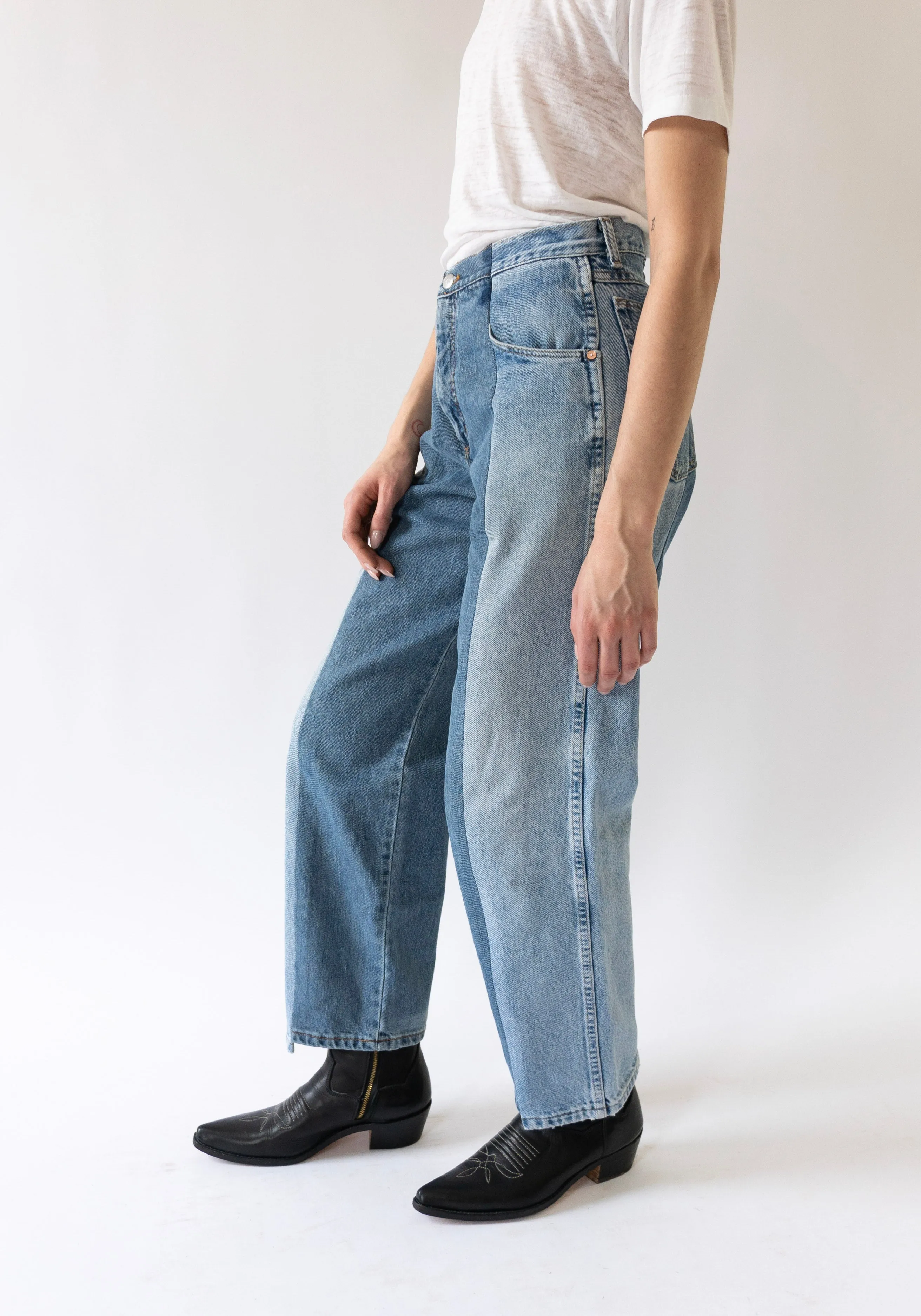 Boyfriend Jean in Light and Mid Blue