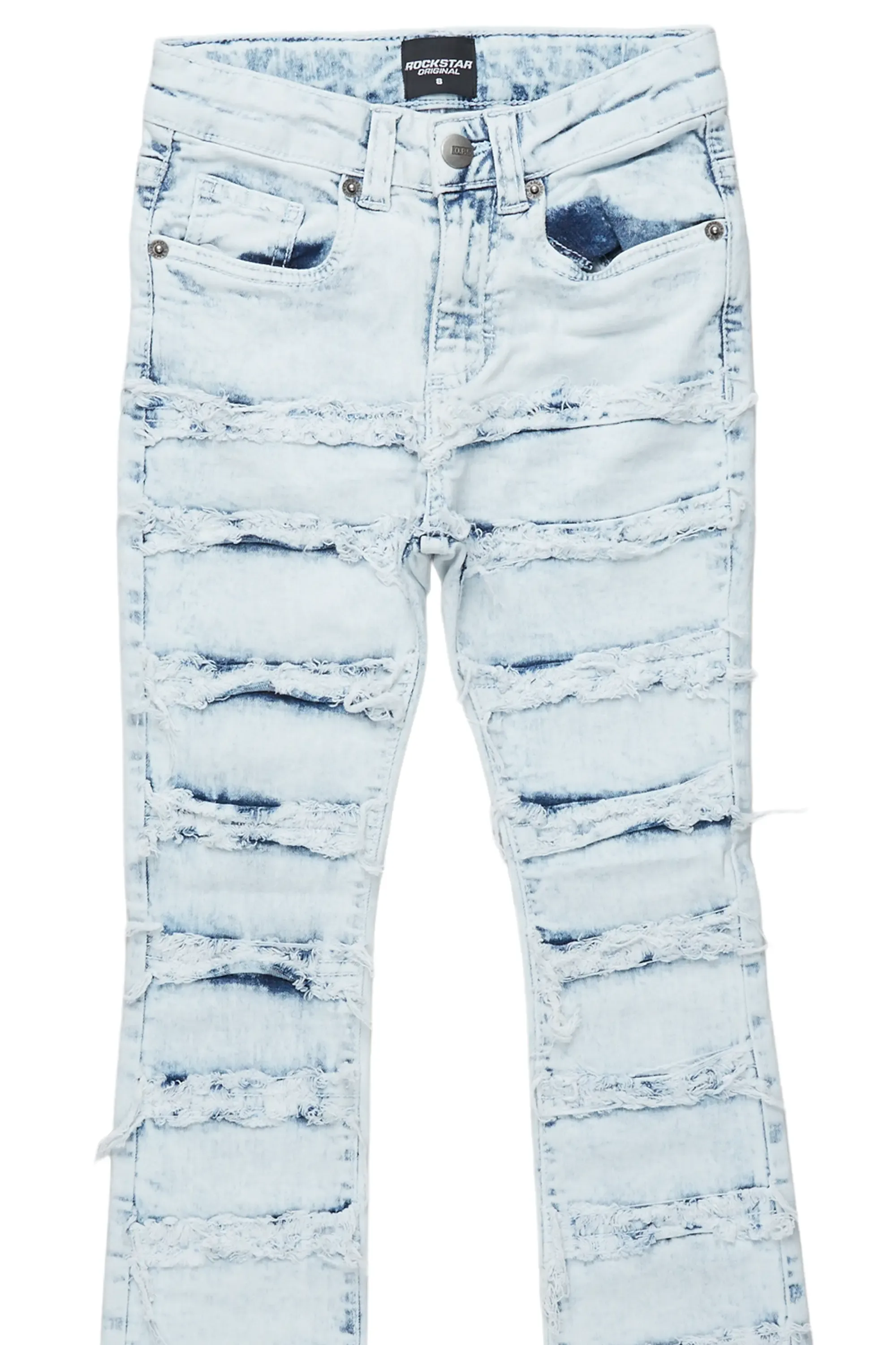 Boys Cullen Light Blue Frayed Stacked Flare Jean