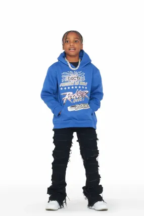 Boys Eduardo Royal Blue Hoodie/Black Stacked Jean Set