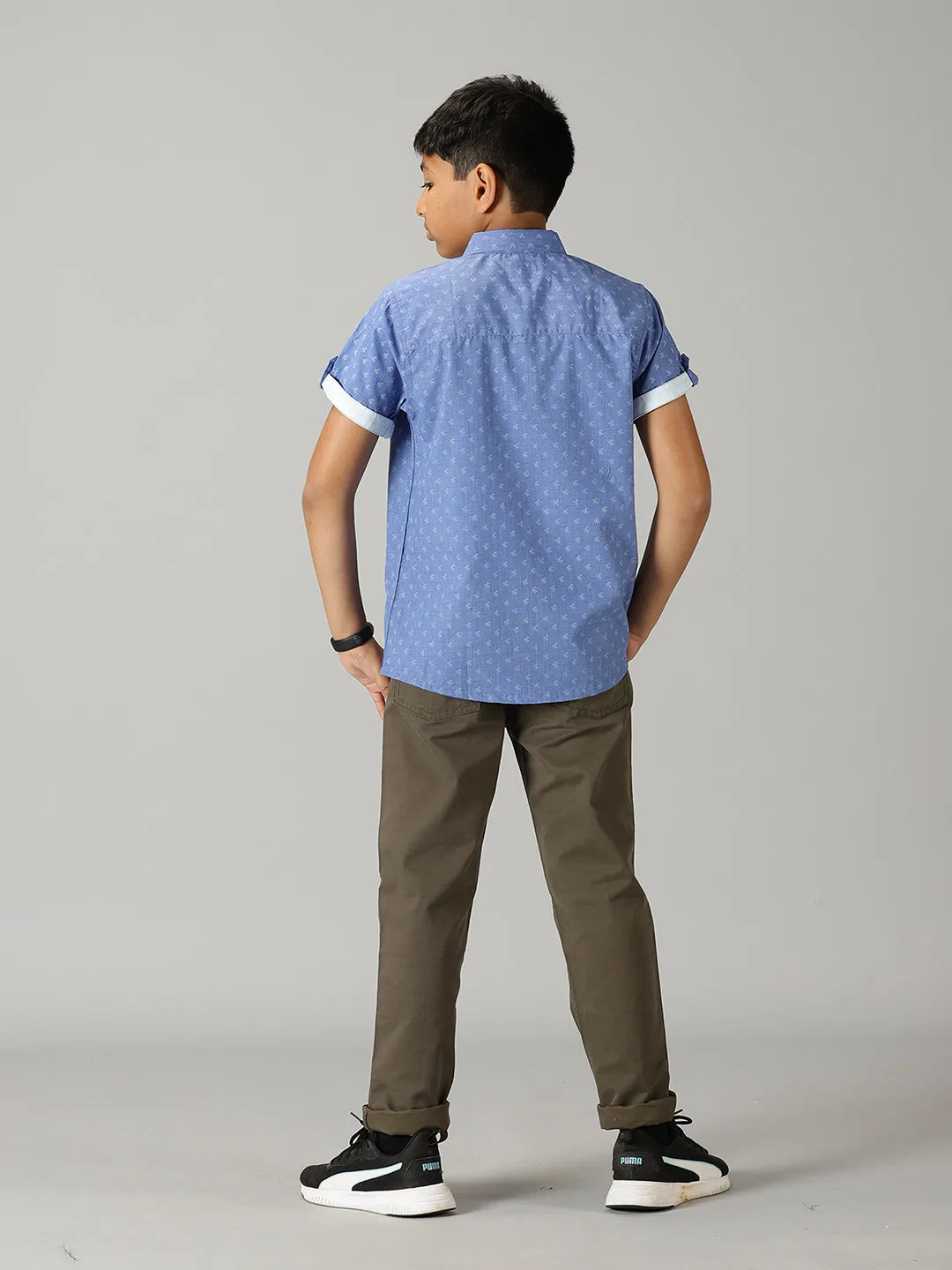 Boys Half Sleeve Printed Shirts & Basic 5 Pkt Casual Pant Set