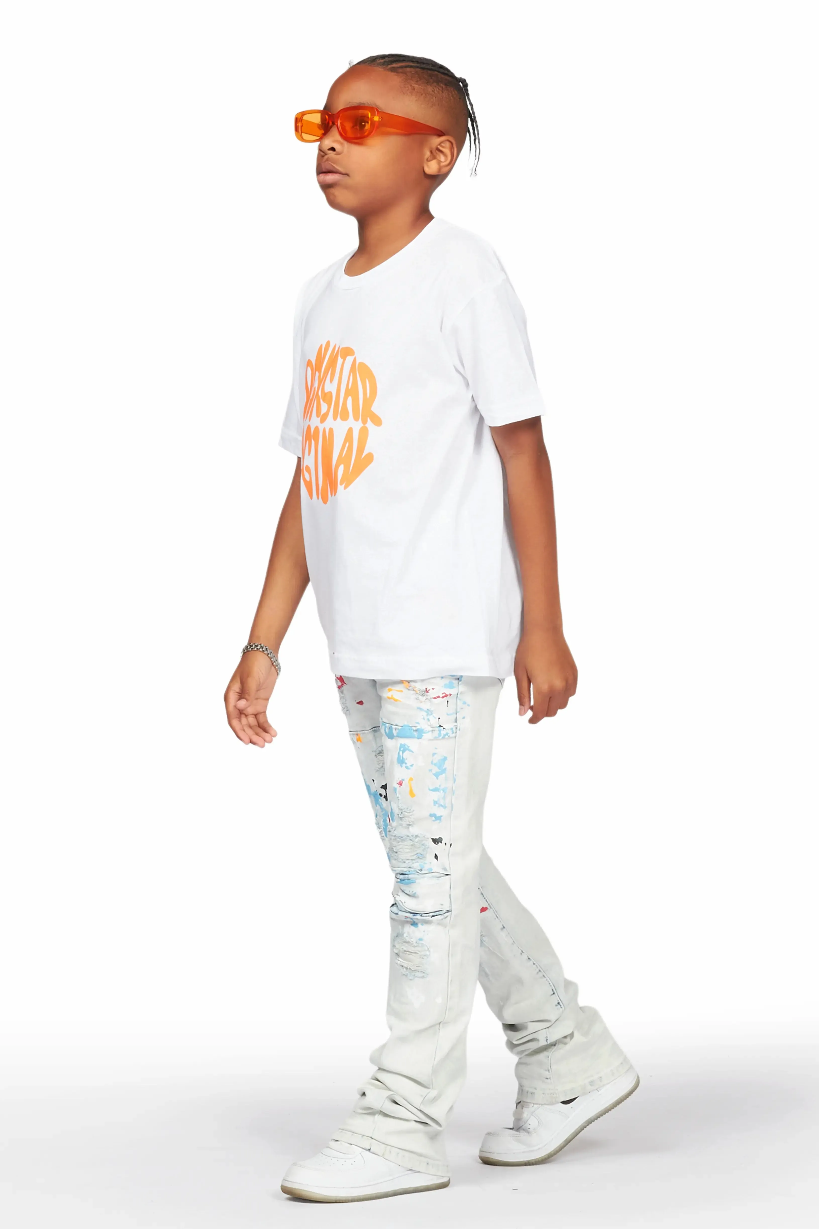 Boys Jaffer Light Blue Painter Stacked Flare Jean