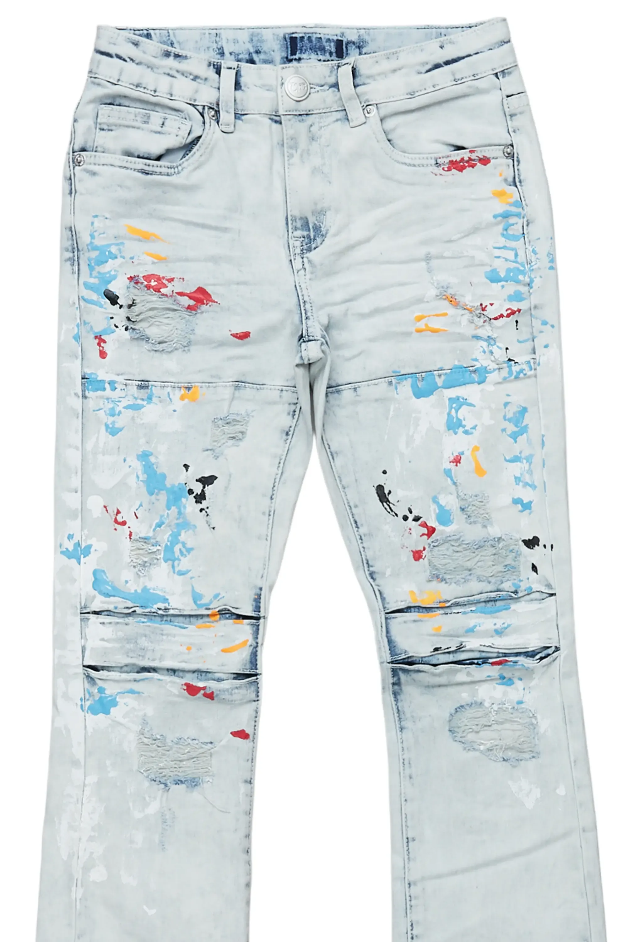 Boys Jaffer Light Blue Painter Stacked Flare Jean