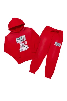 Boys Penn Red Hoodie/Track Pant Set