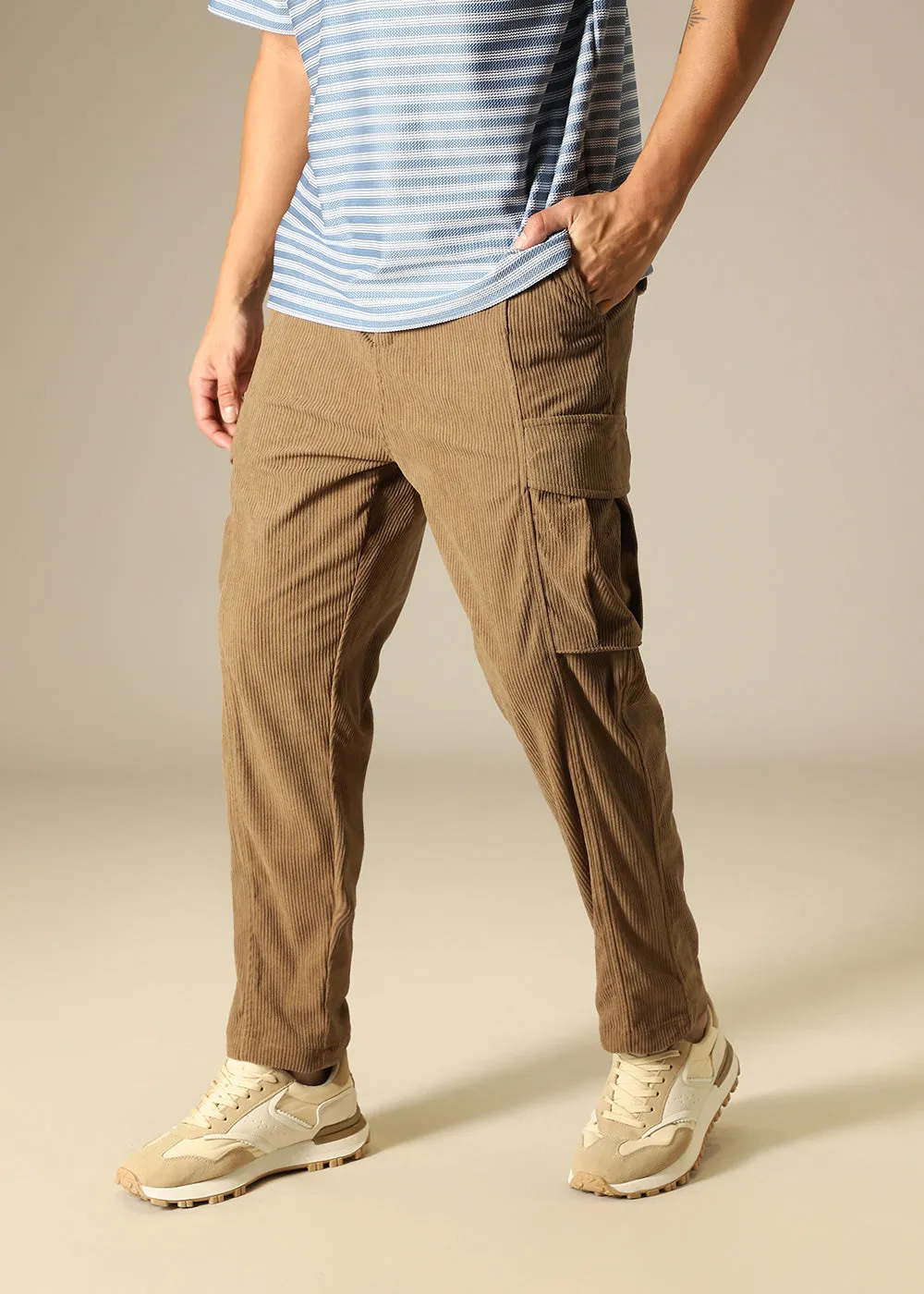 Brown Pocket Cargo Corduroy Pant