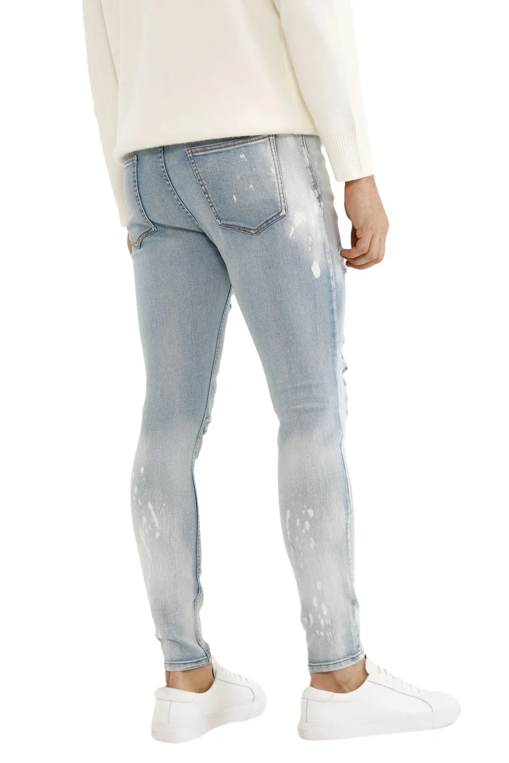 Buy $80 Free Shipping Men's Light Blue Stretch Jean - Ripped