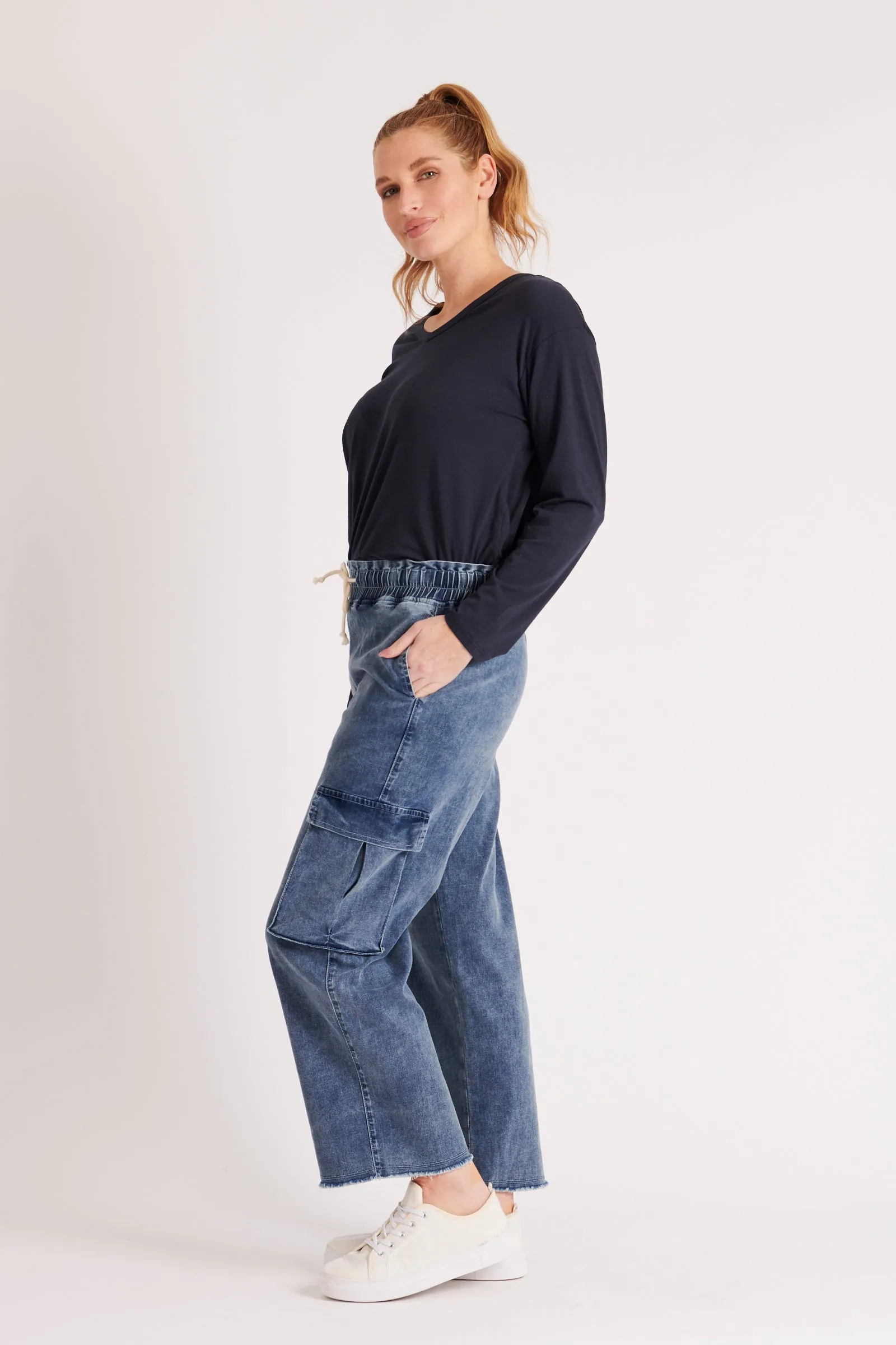 Cargo Wide Leg Pant - Vintage Blue