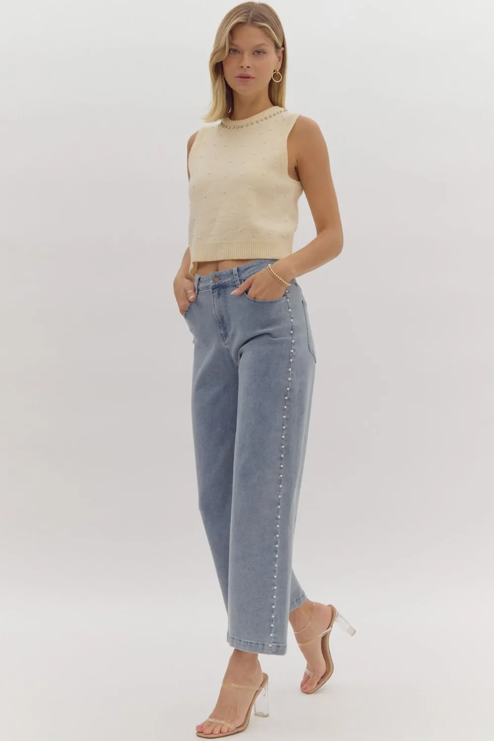 'Casual Class' Pearl Detail Jeans