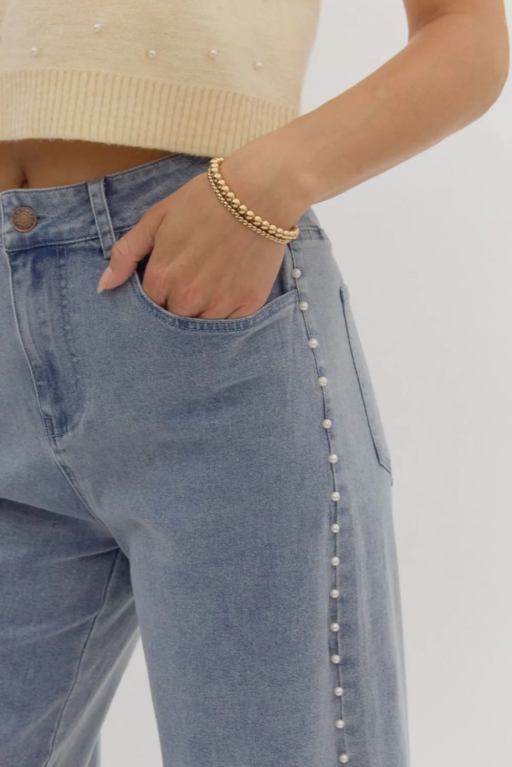 'Casual Class' Pearl Detail Jeans