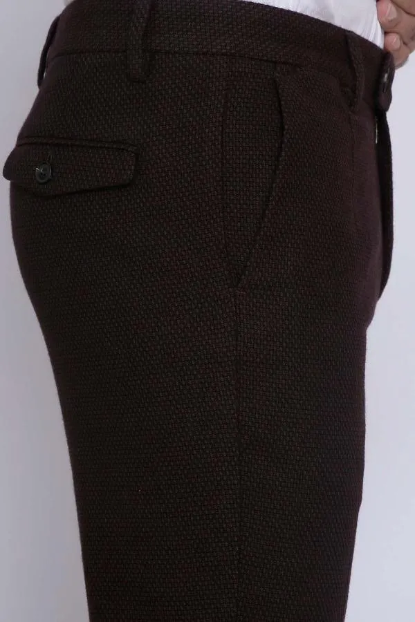 Italian Fit, Brown Casual Pants with Cross Pockets