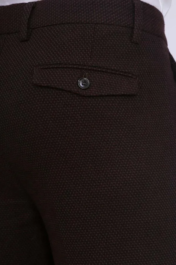 Italian Fit, Brown Casual Pants with Cross Pockets