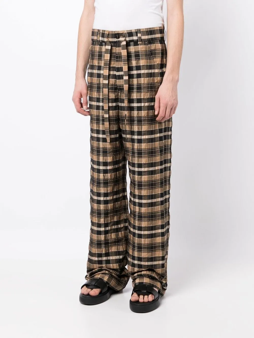 Check-Print Straight-Leg Trousers