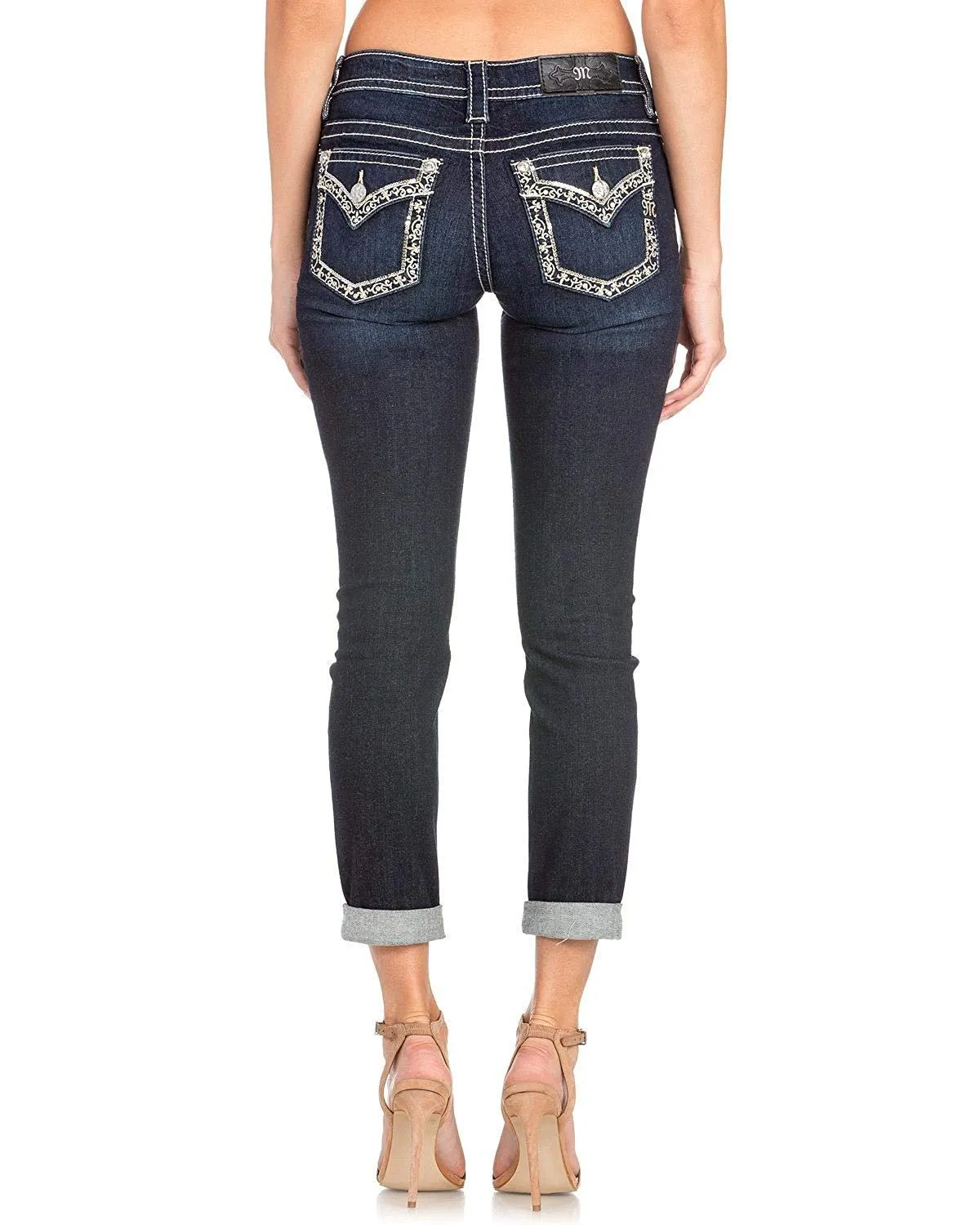 Cuffed Dark Skinny Jeans