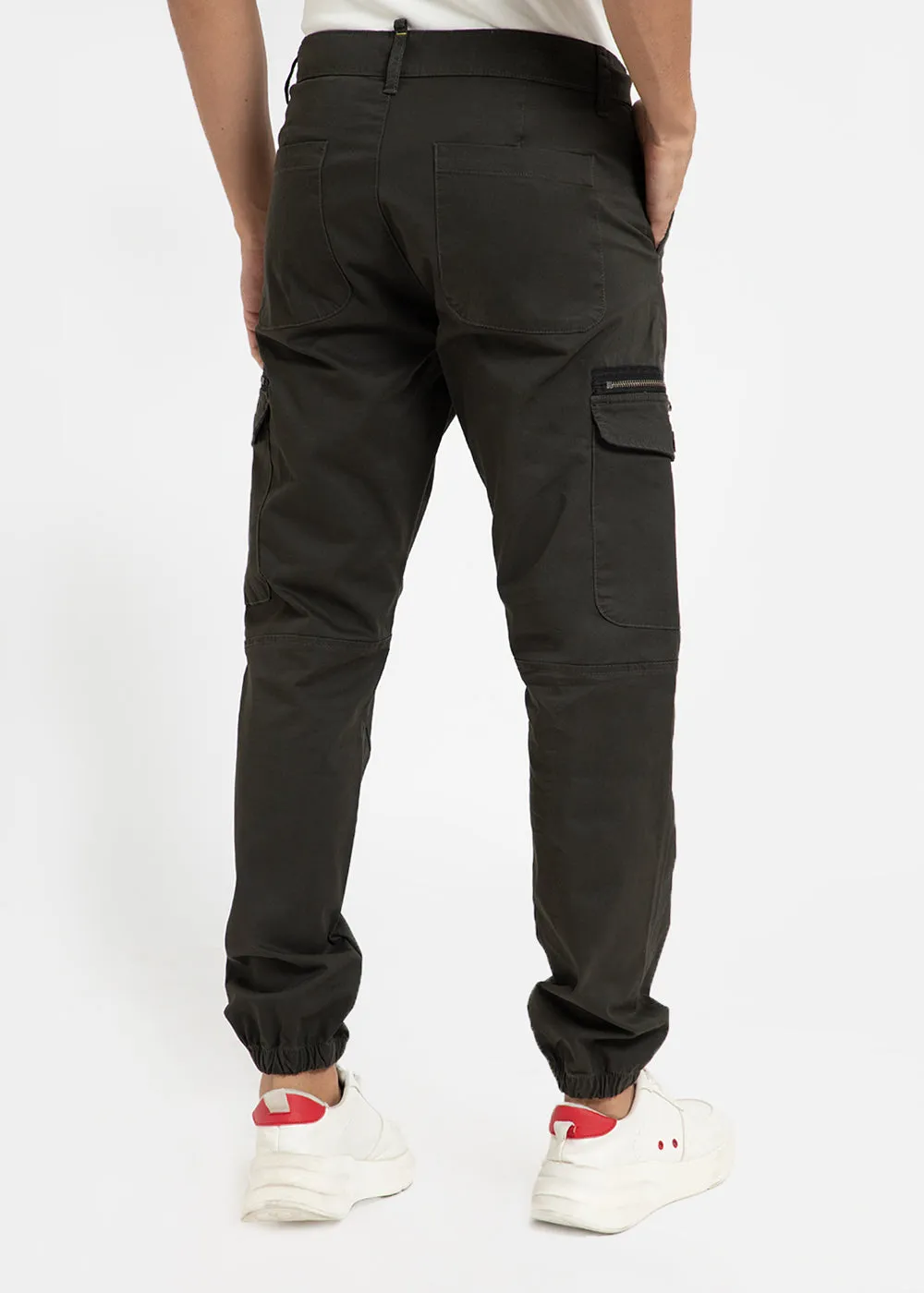 Dark Olive Elasticated Cargo Pant