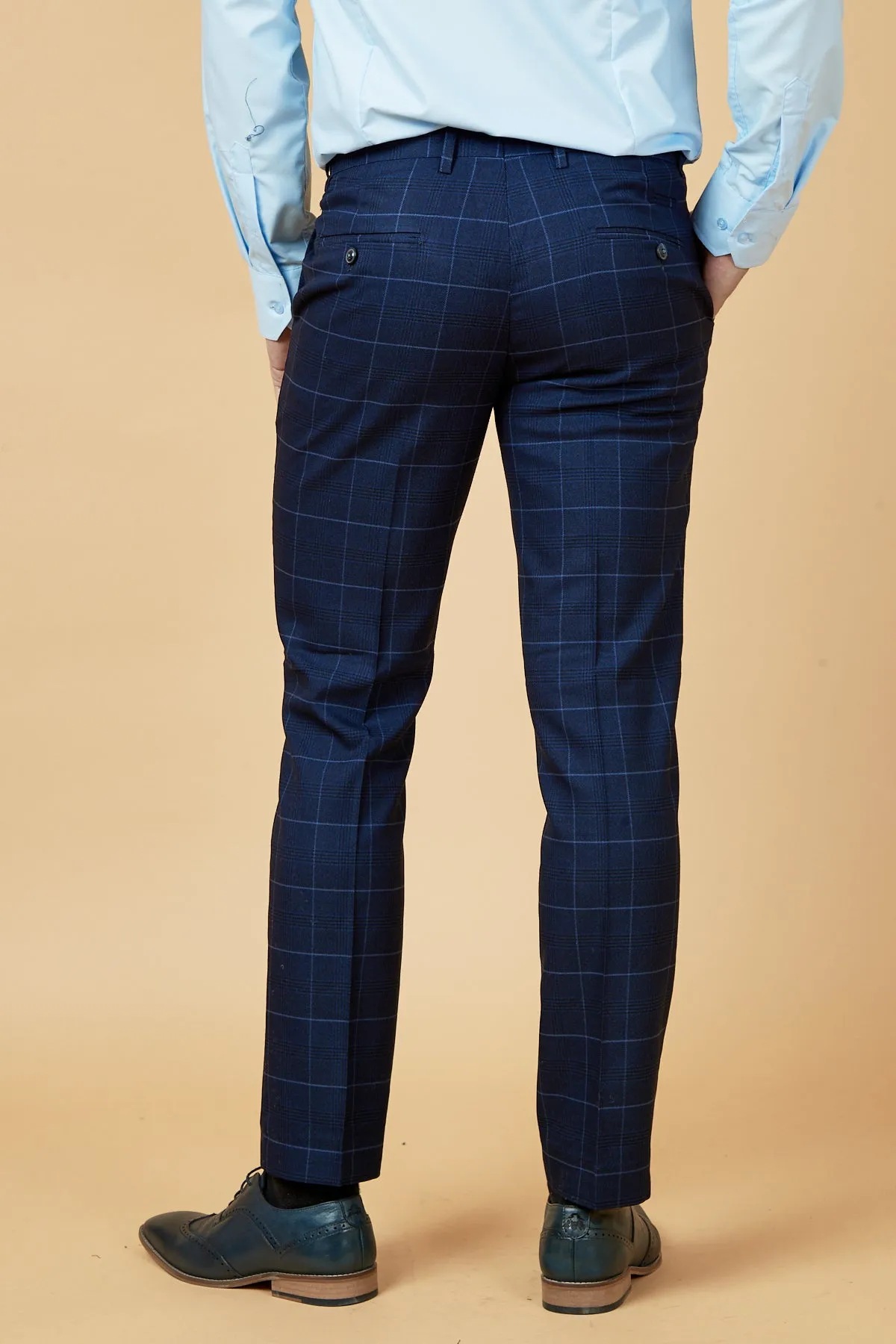 EDINSON - Navy Sky Check Trousers