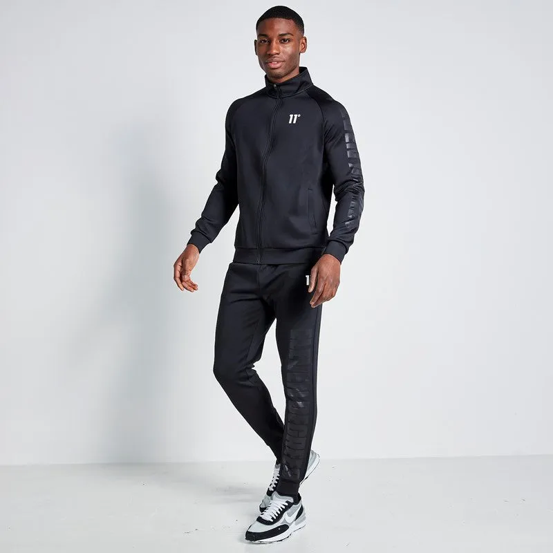 Embossed Print Track Top - Black