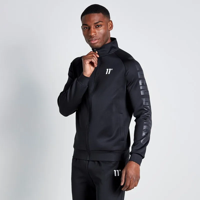 Embossed Print Track Top - Black