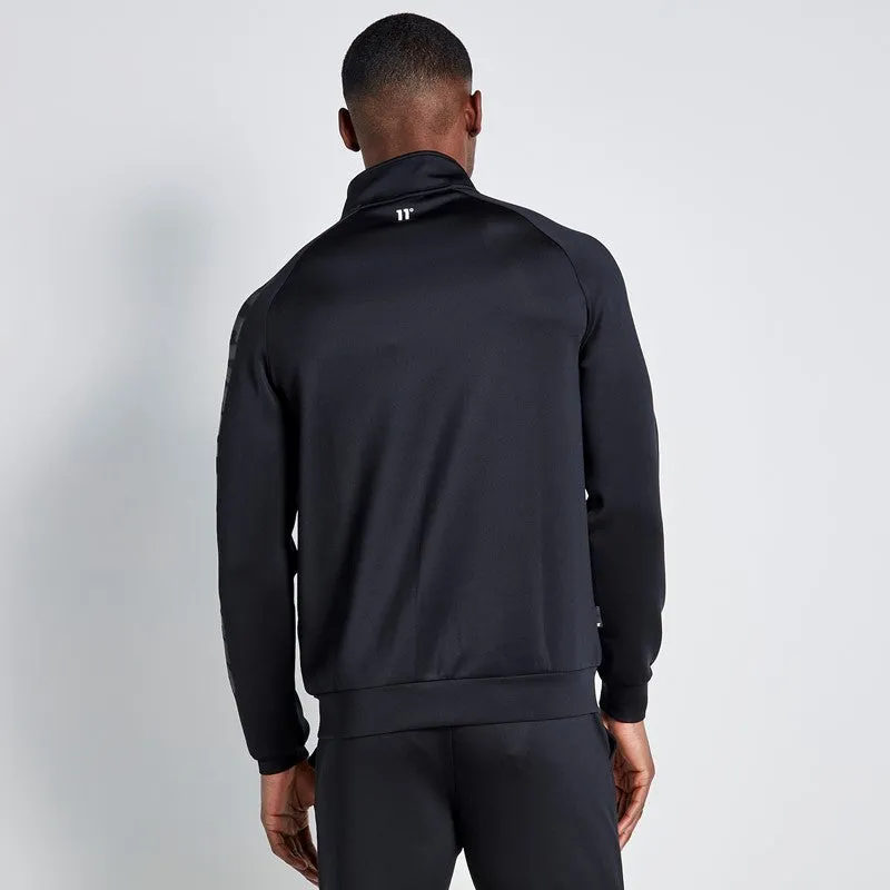 Embossed Print Track Top - Black